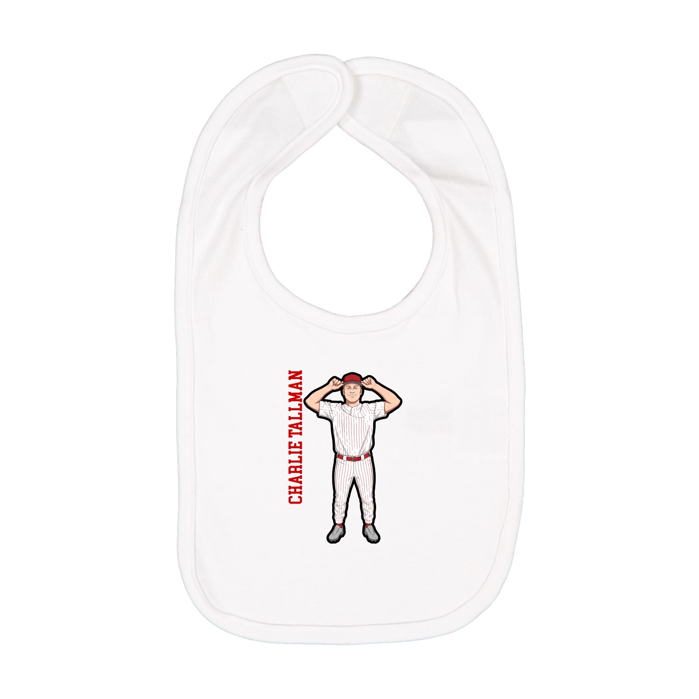 Infant Bib — Name Vertical in White