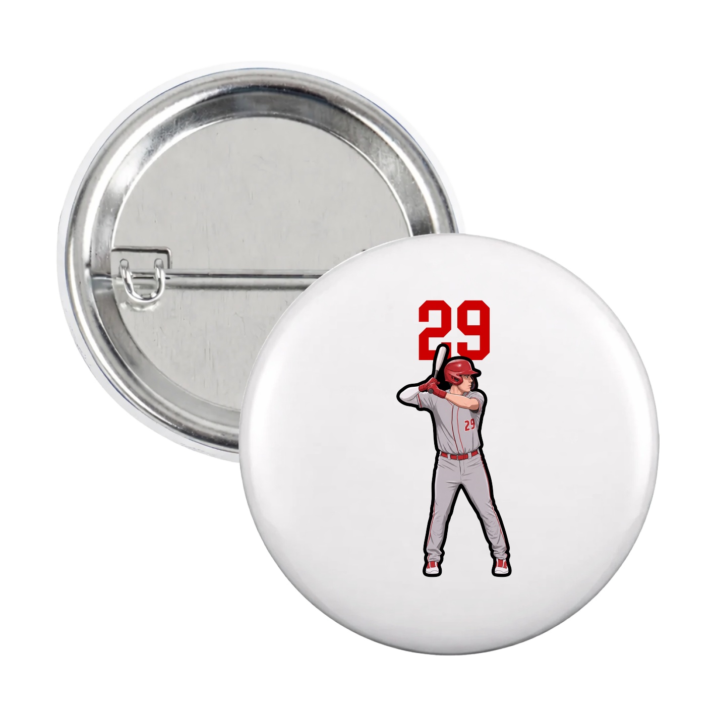 Game Day Button — Number Top in White