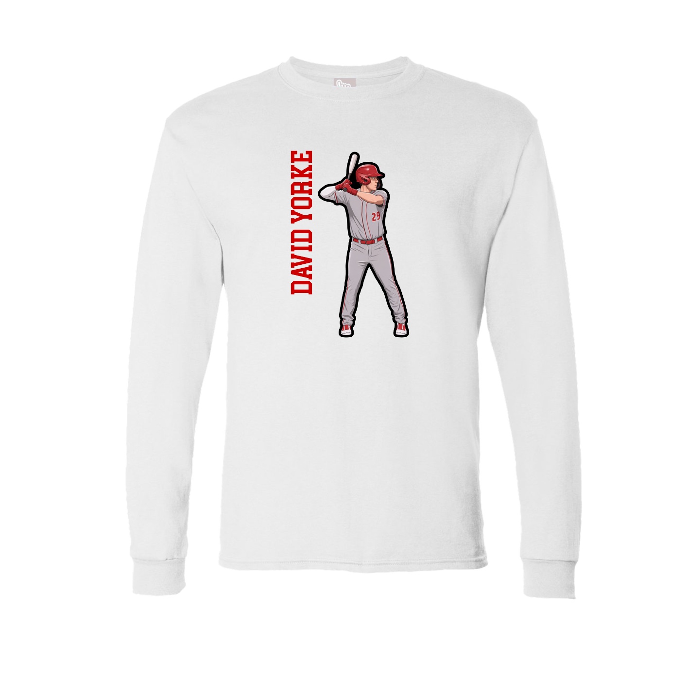 Long Sleeve Tee — Name Vertical in White