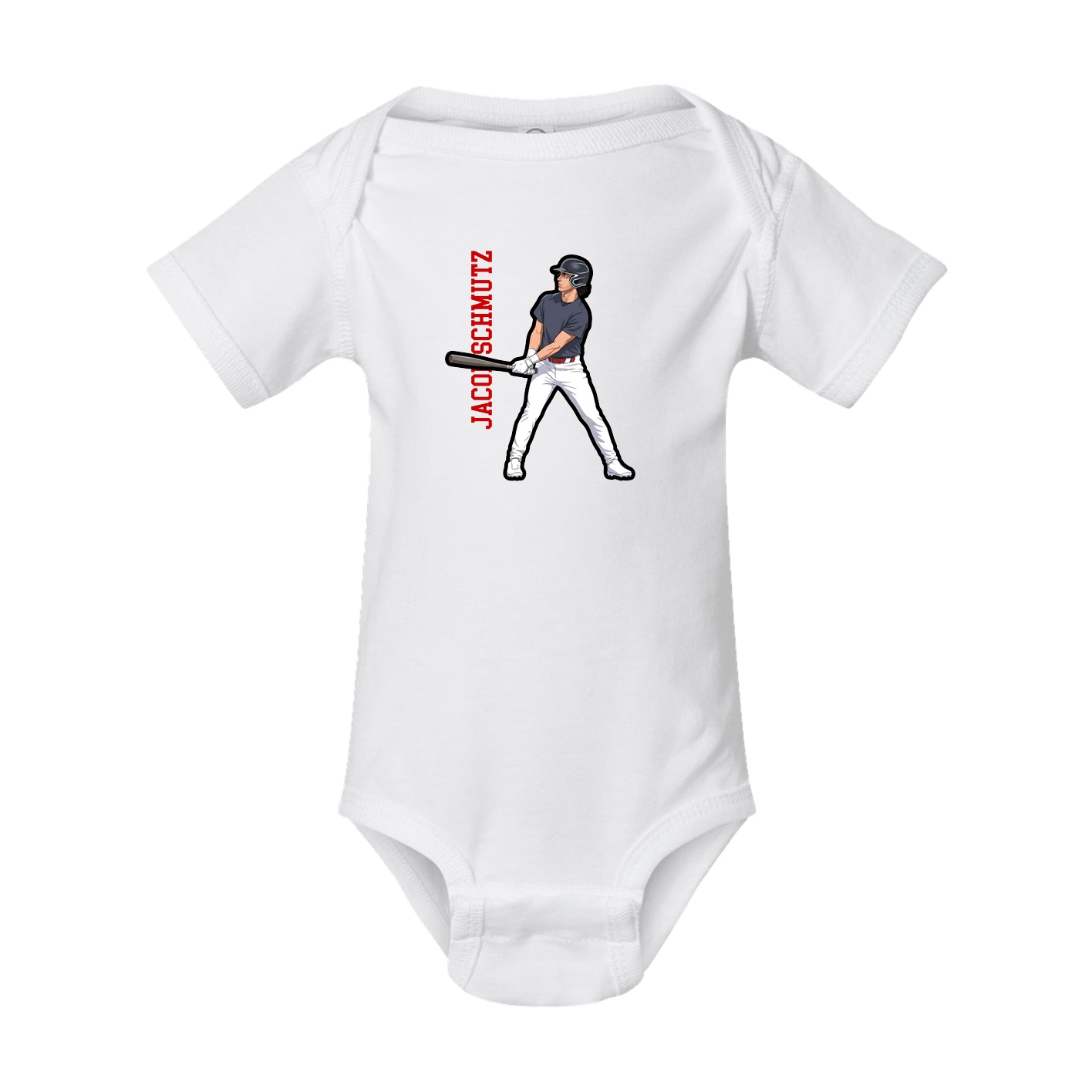 Baby Onesie — Name Vertical in White