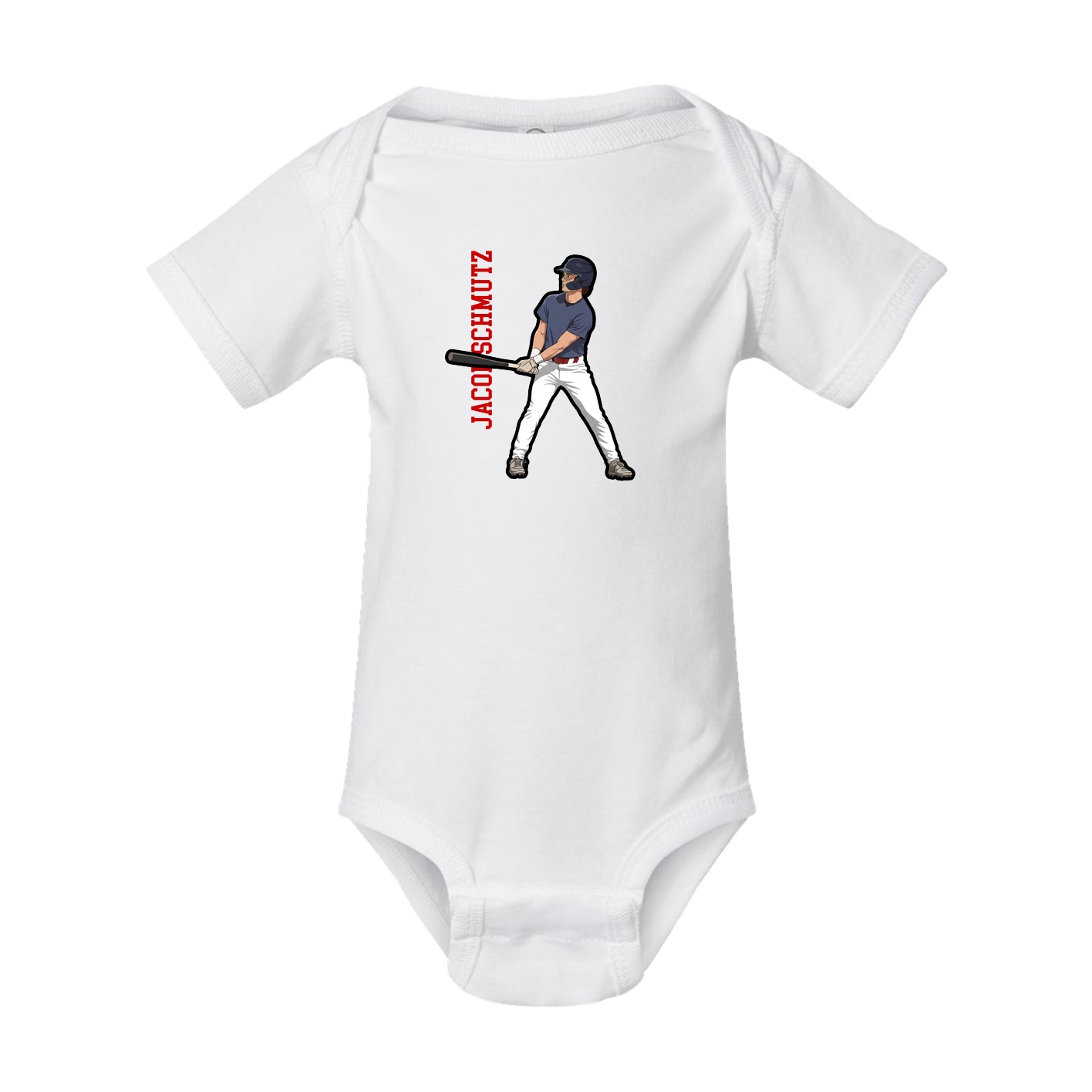 Baby Onesie — Name Vertical in White