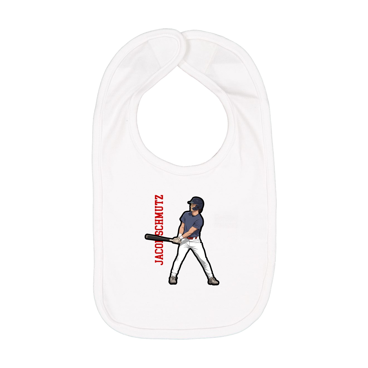 Infant Bib — Name Vertical in White