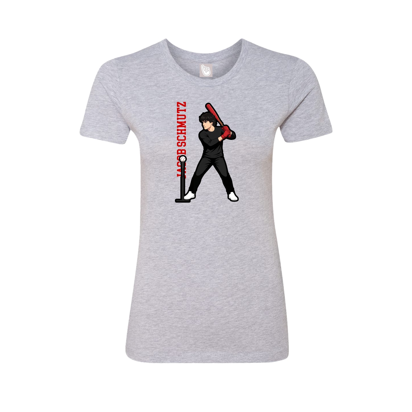 Fitted Women's Tee — Name Vertical in Grey