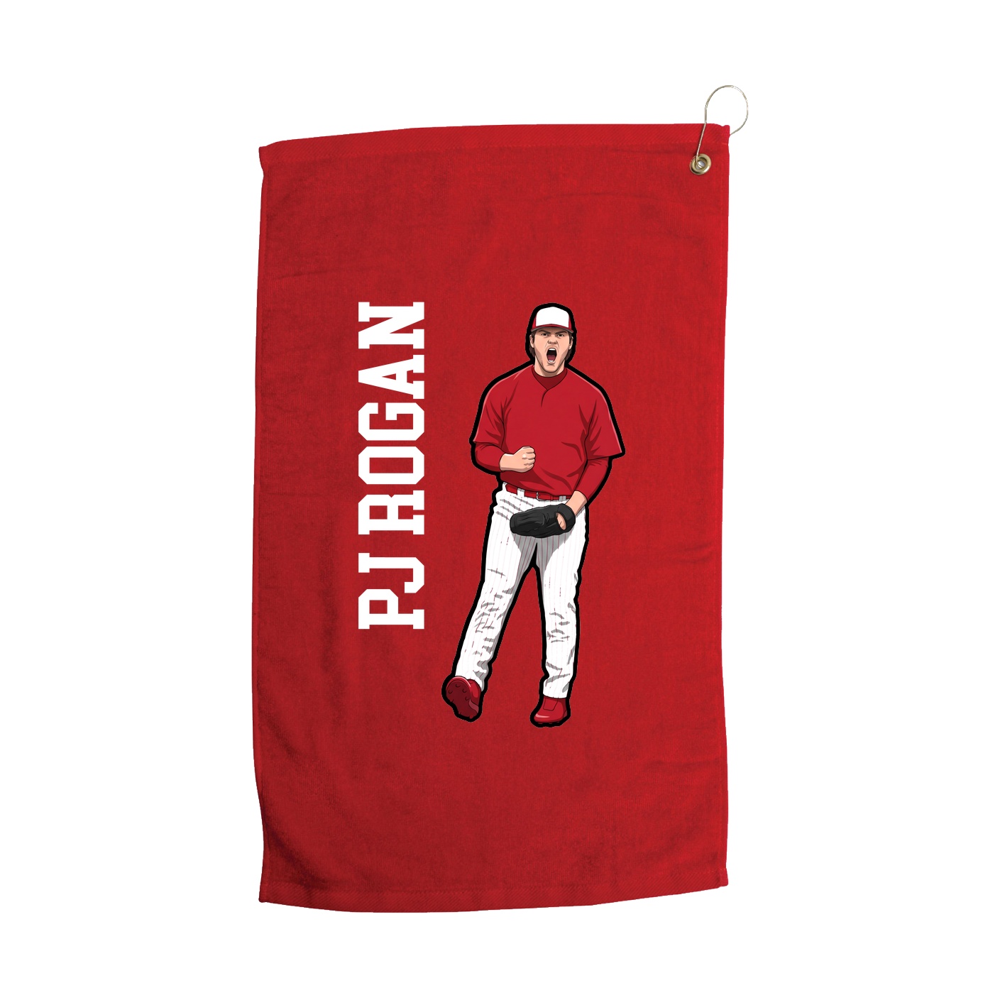Golf Towel — Name Vertical in Red