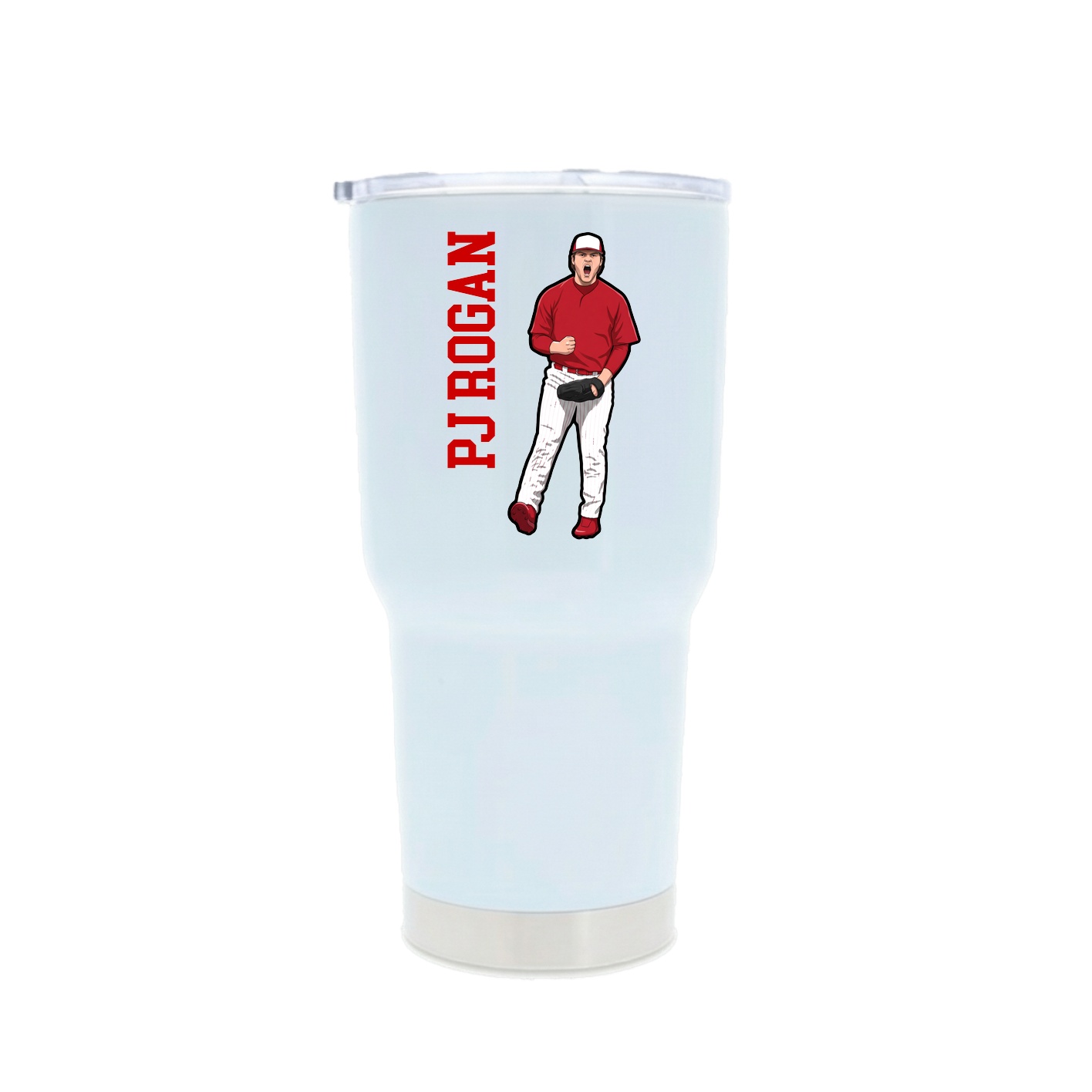 30oz Stainless Steel Tumbler — Name Vertical in White