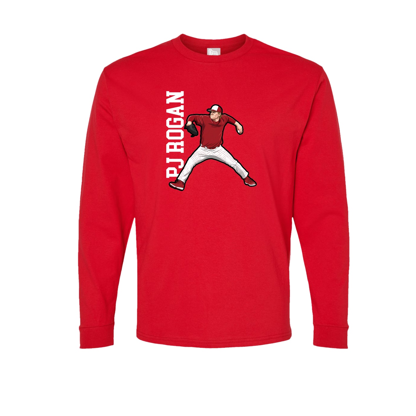 Long Sleeve Tee — Name Vertical in Red