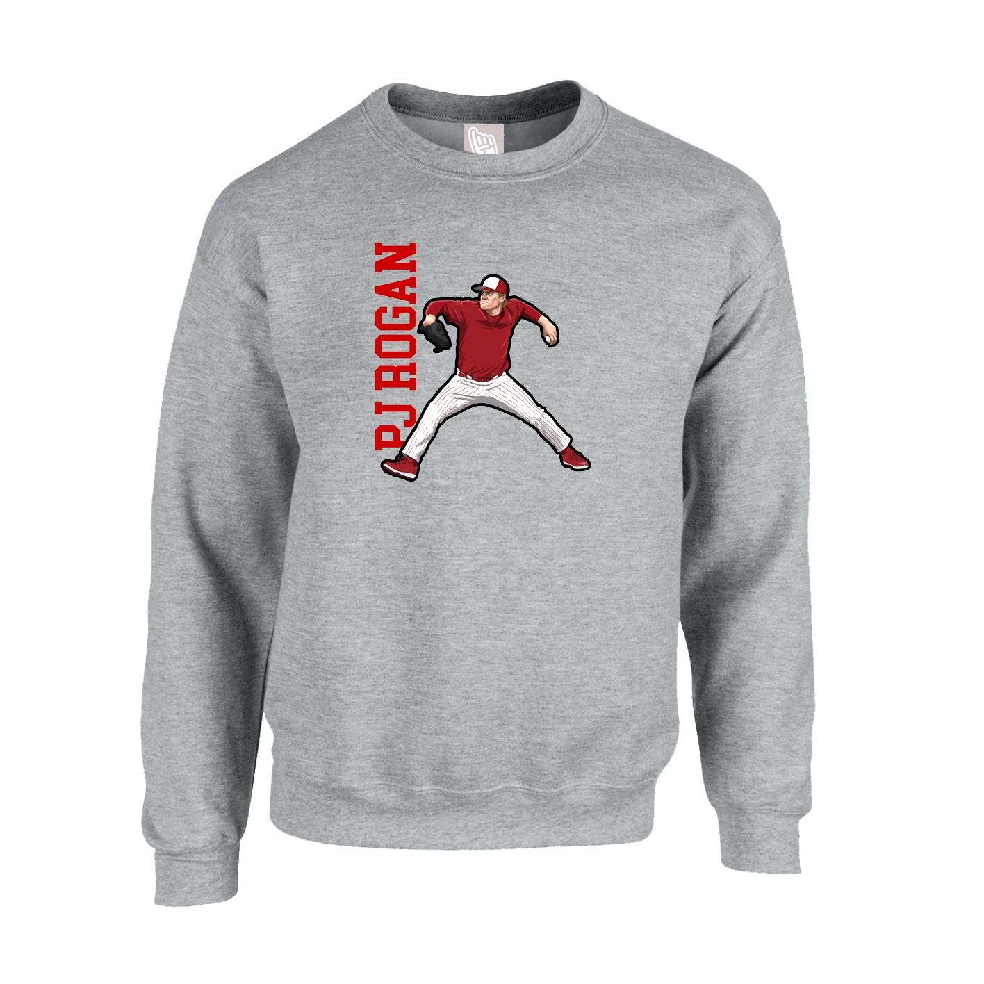 Fleece Crew — Name Vertical in Grey