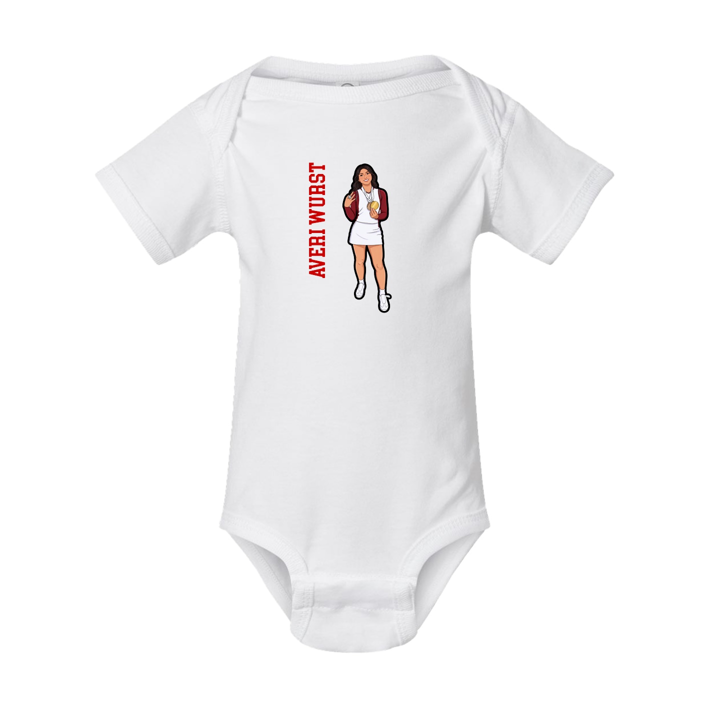 Baby Onesie — Name Vertical in White