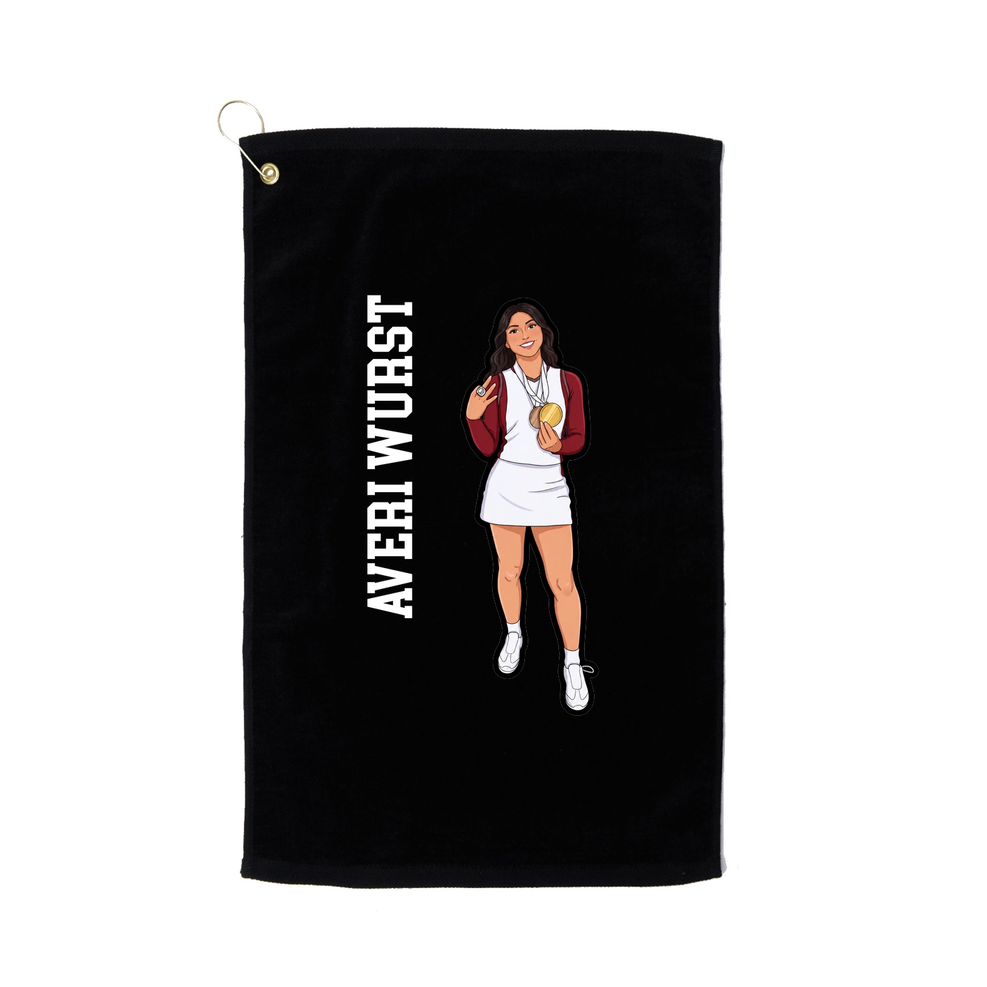 Golf Towel — Name Vertical in Black