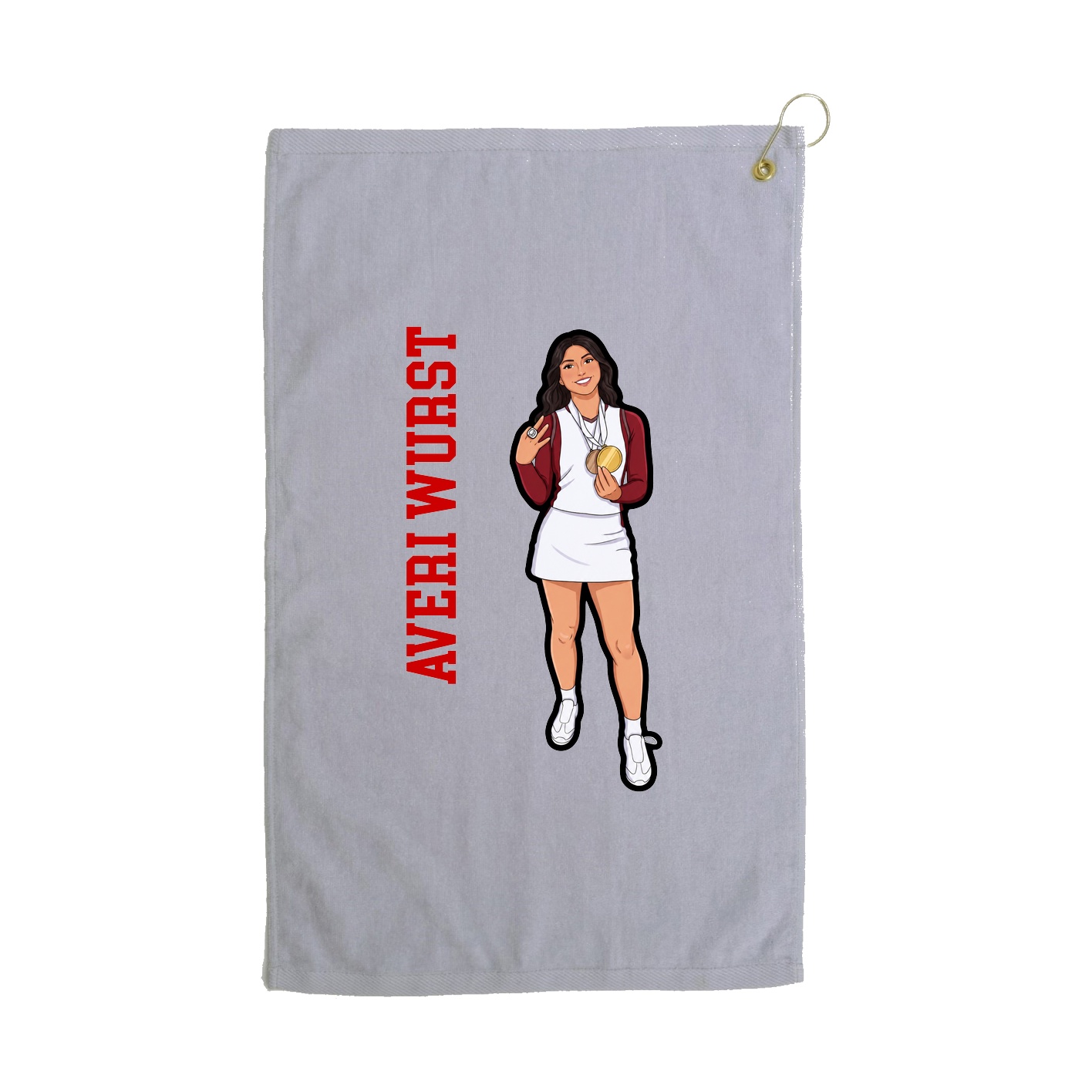 Golf Towel — Name Vertical in Grey
