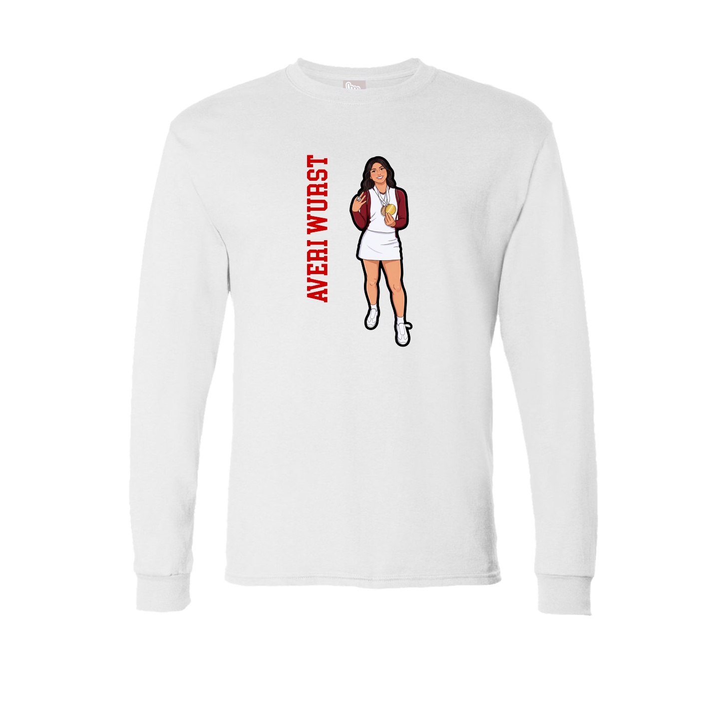 Long Sleeve Tee — Name Vertical in White