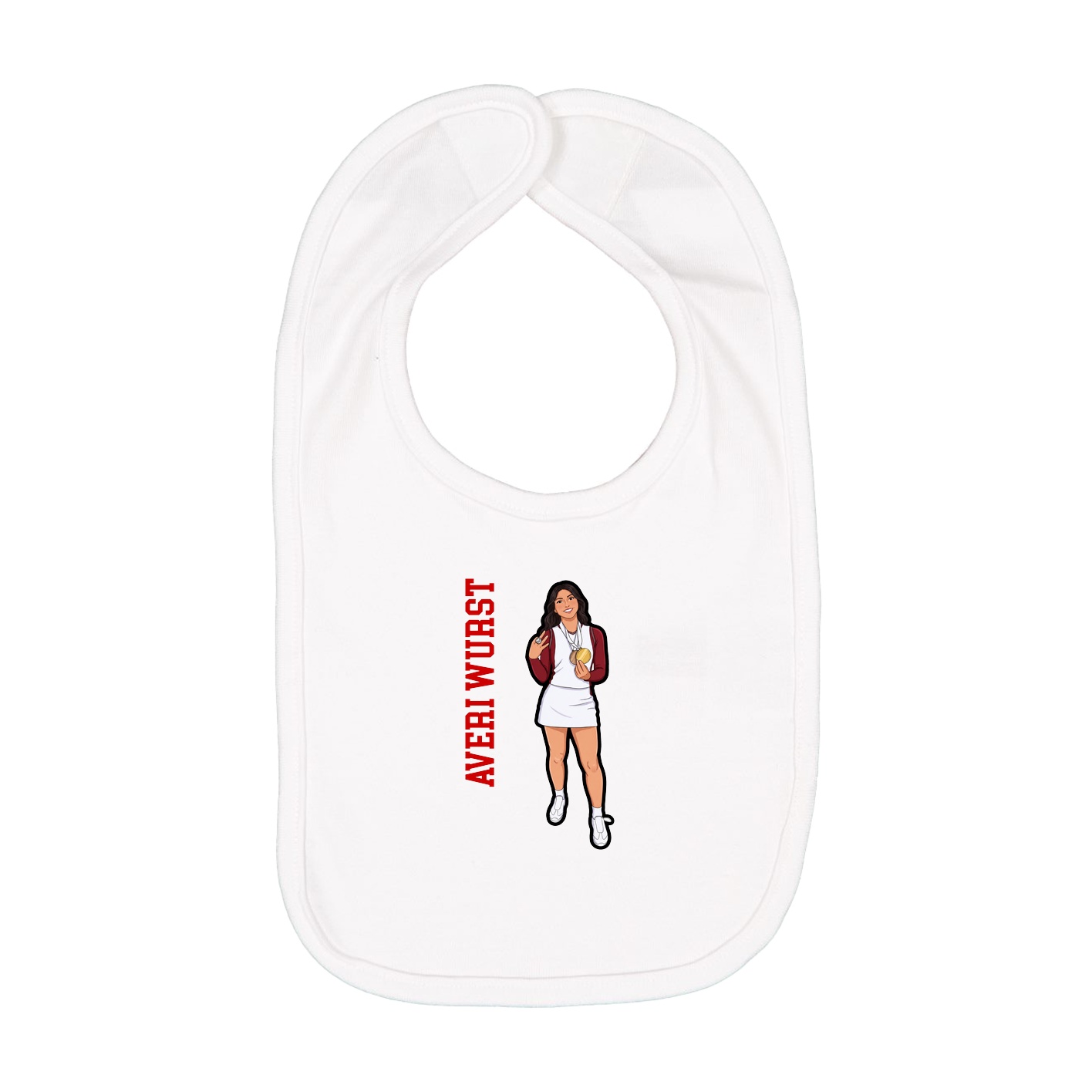 Infant Bib — Name Vertical in White