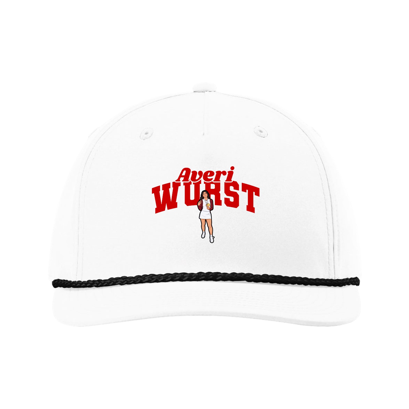 Five-Panel Classic Rope Cap — Signature Arch in White