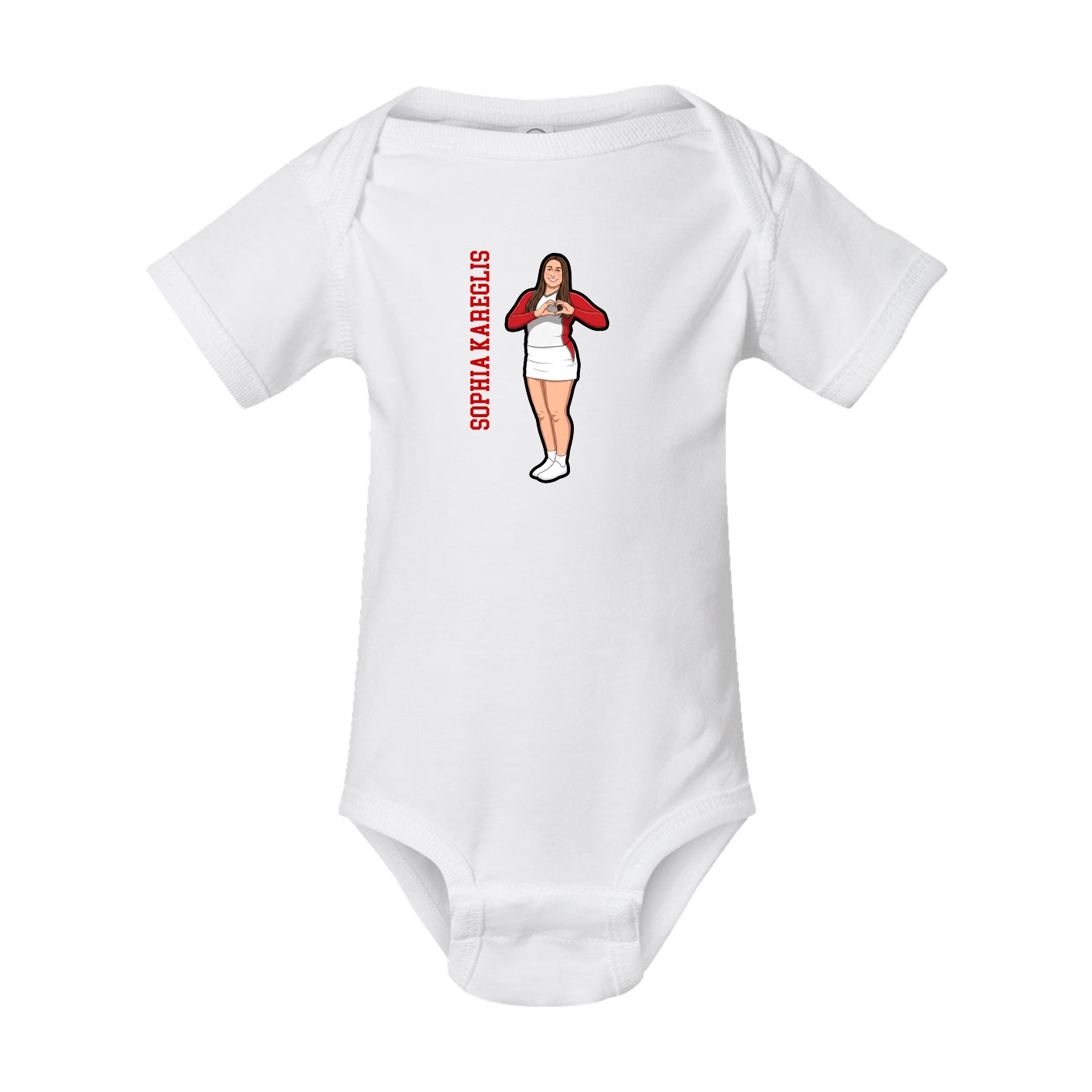 Baby Onesie — Name Vertical in White