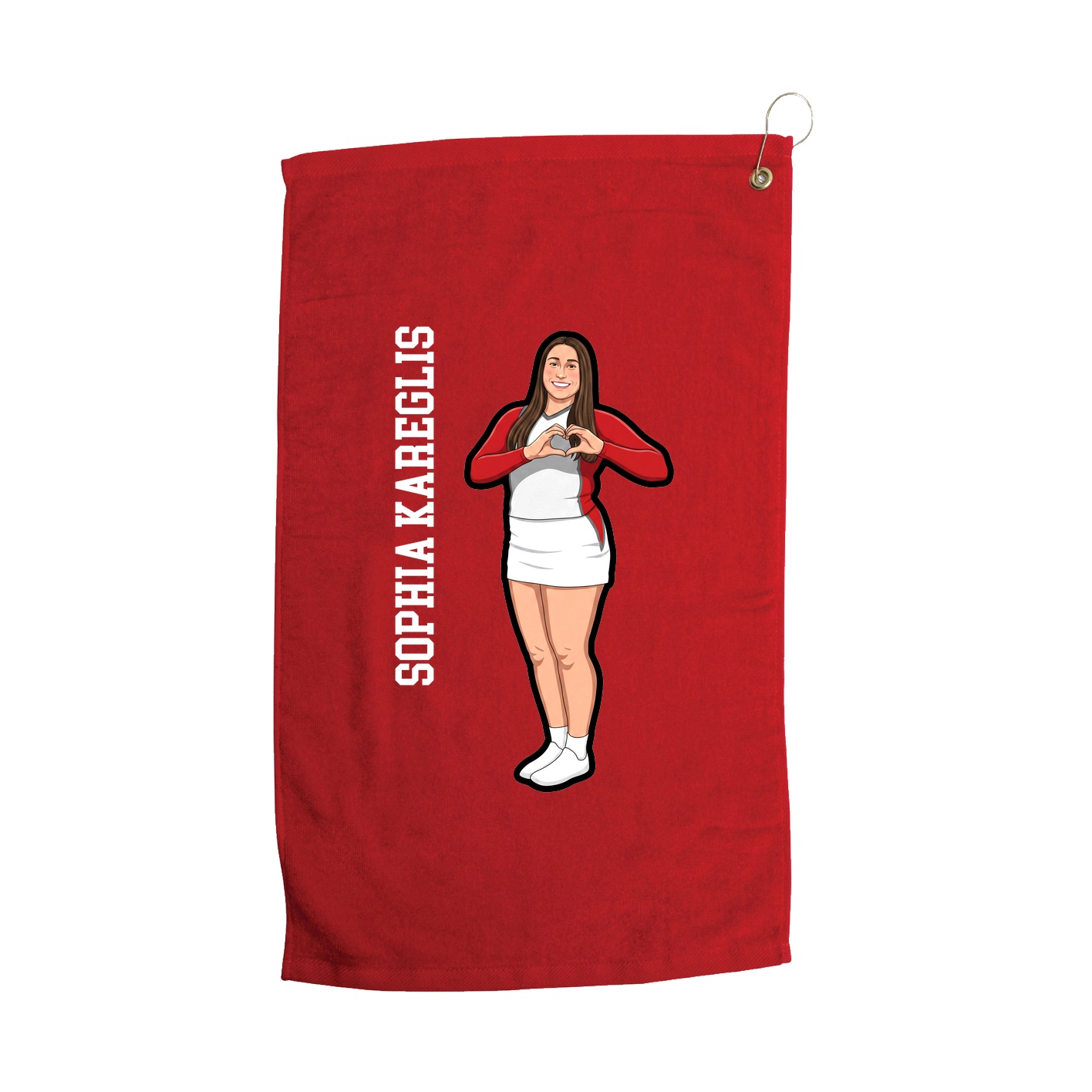 Golf Towel — Name Vertical in Red
