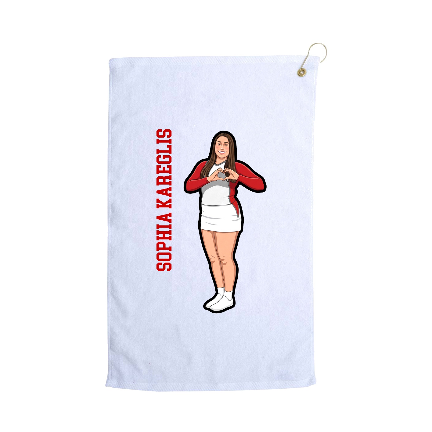 Golf Towel — Name Vertical in White