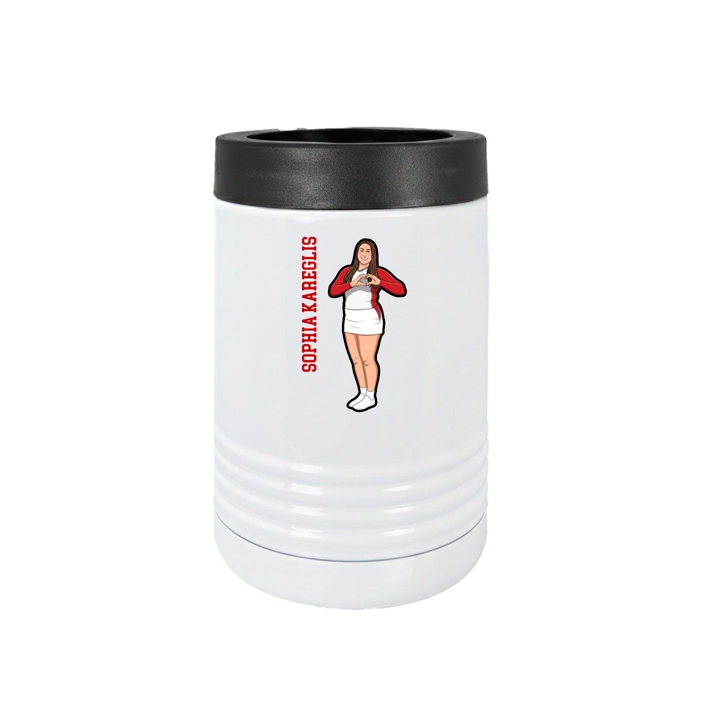 Beverage Holder — Name Vertical in White