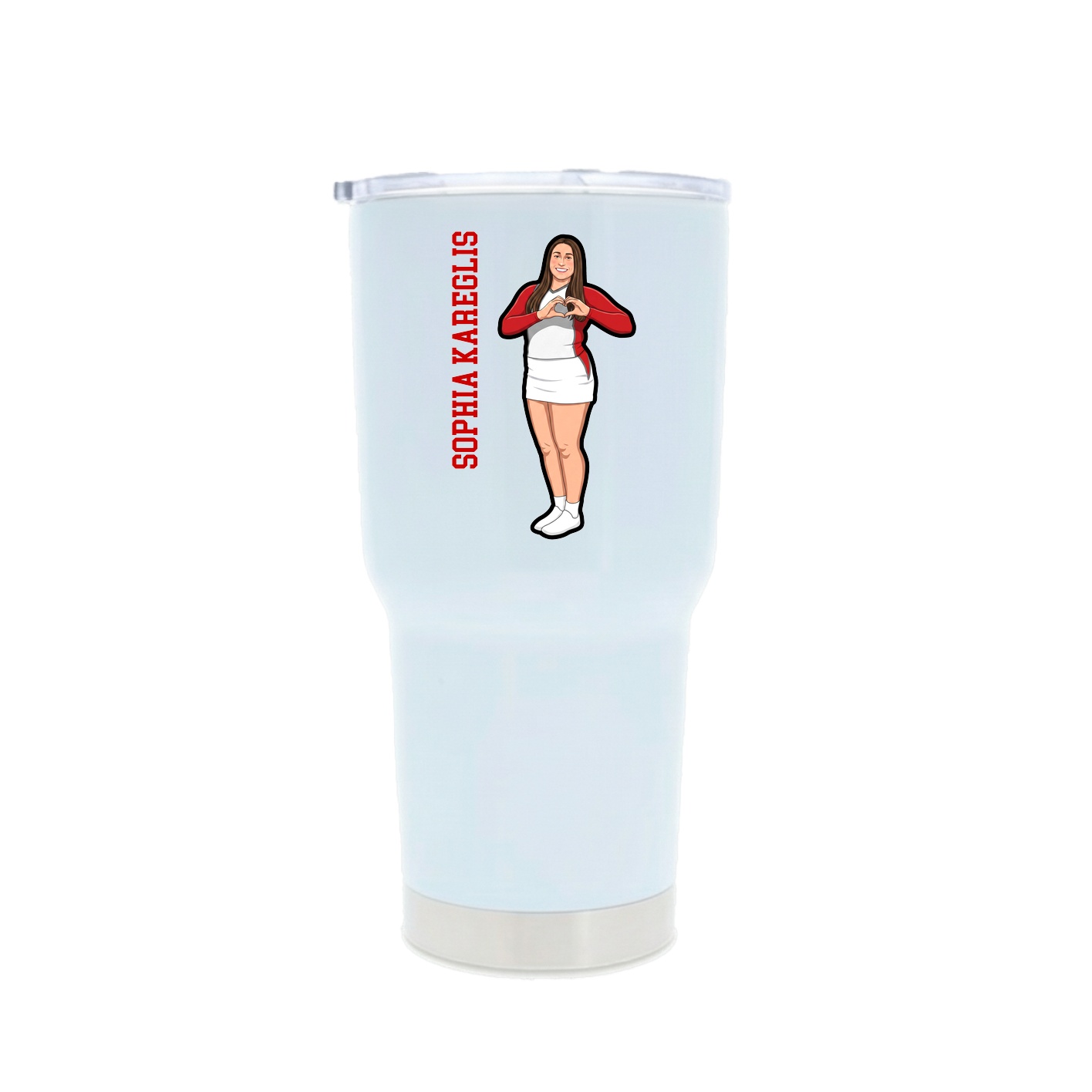 30oz Stainless Steel Tumbler — Name Vertical in White