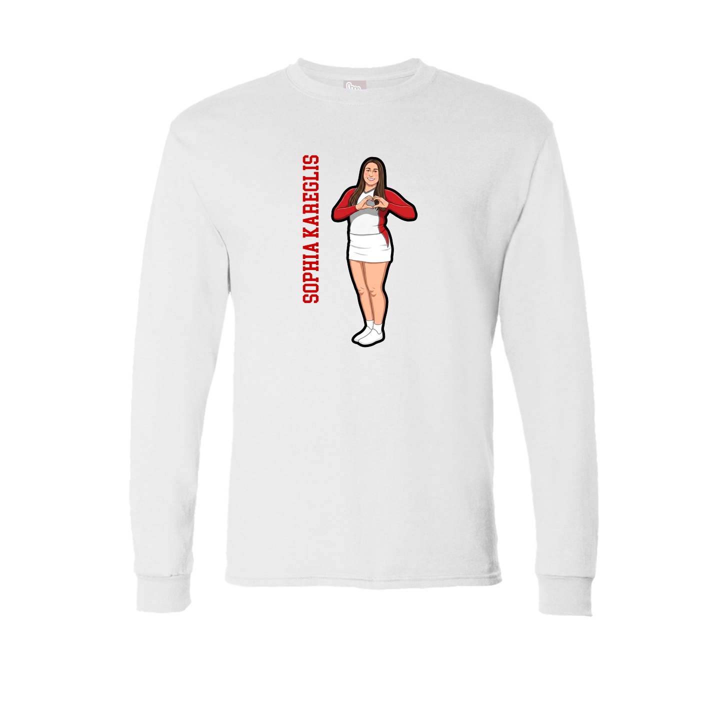 Long Sleeve Tee — Name Vertical in White