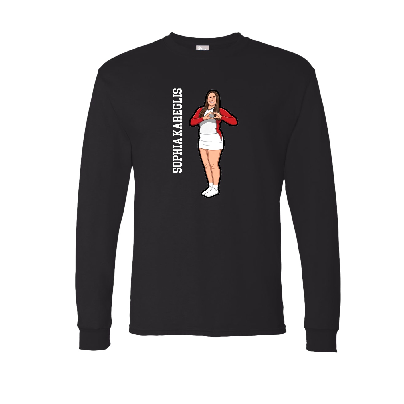 Long Sleeve Tee — Name Vertical in Black