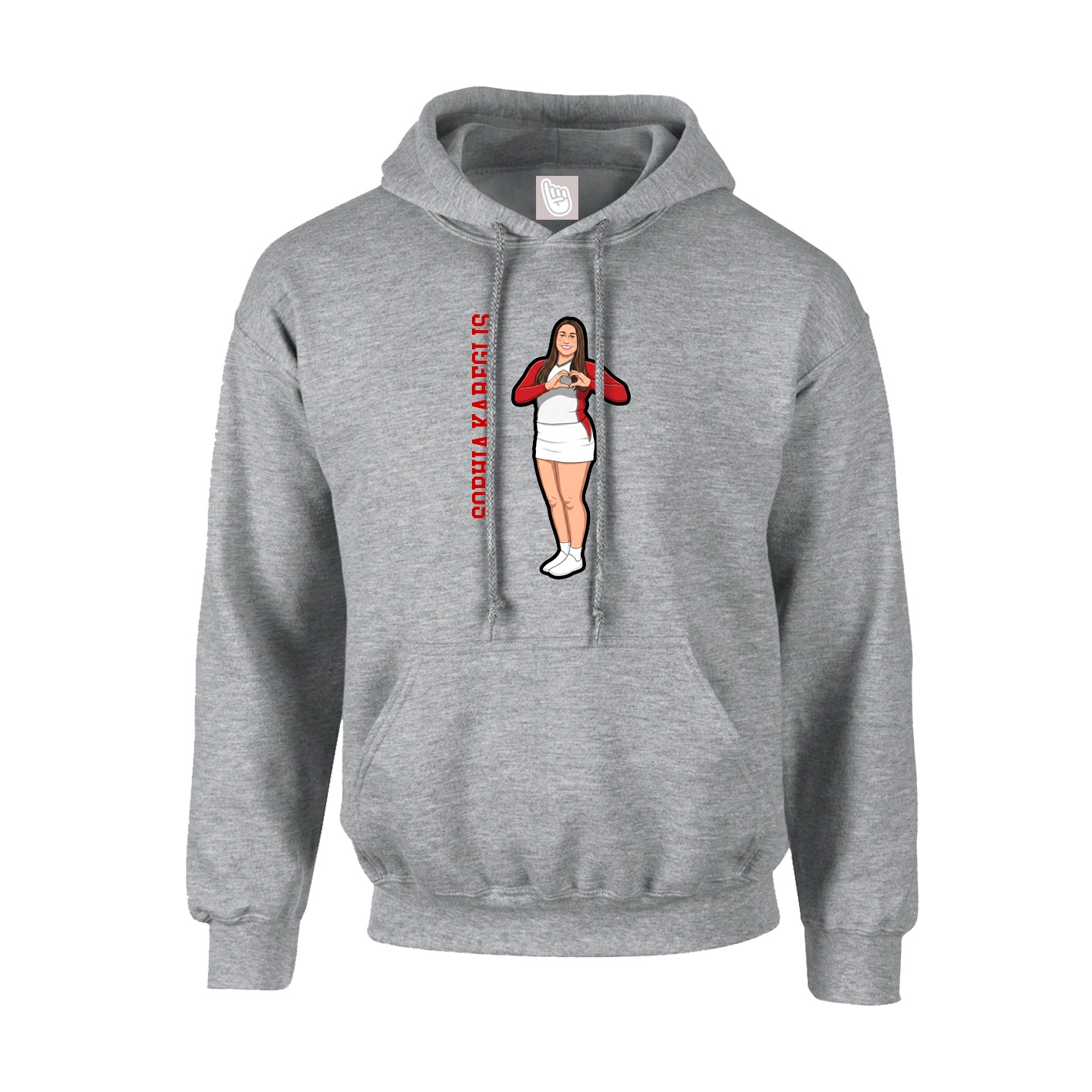 Hoodie — Name Vertical in Grey