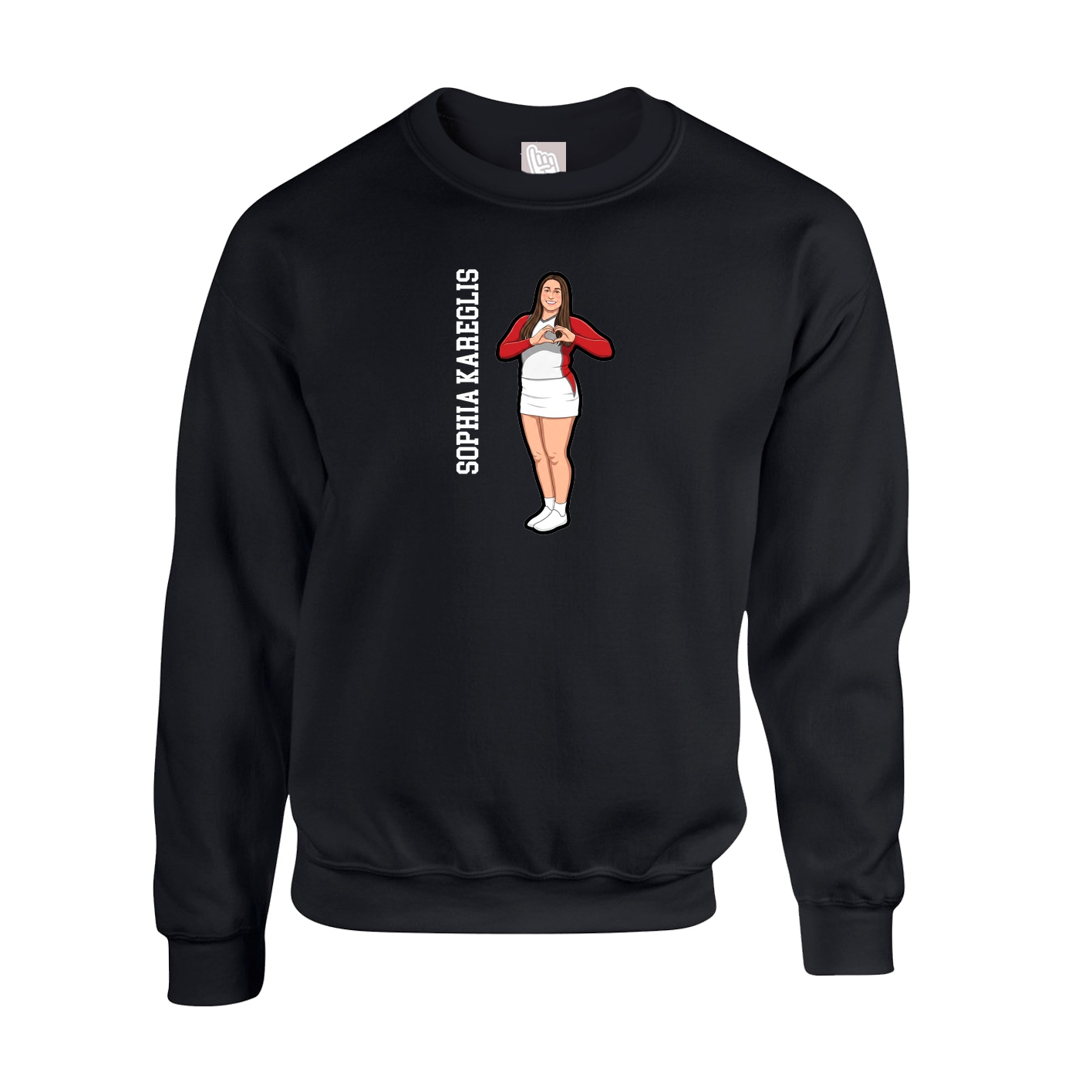 Fleece Crew — Name Vertical in Black