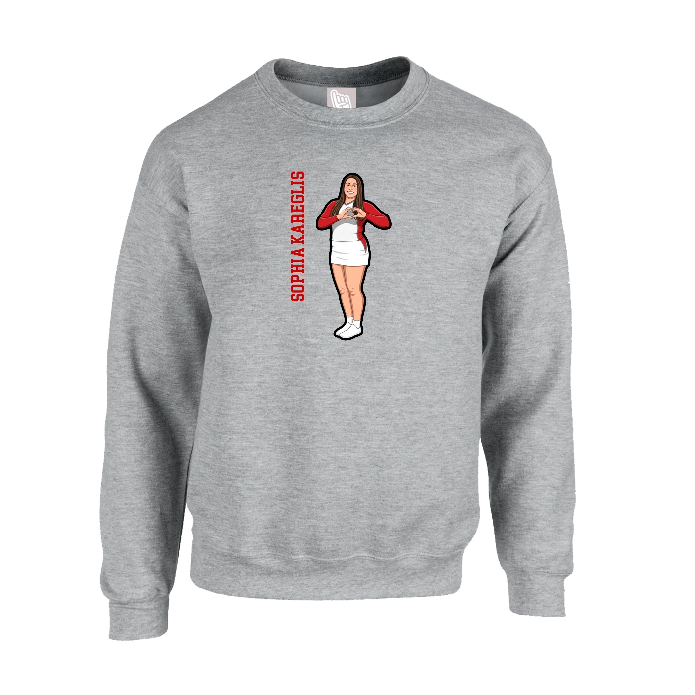 Fleece Crew — Name Vertical in Grey