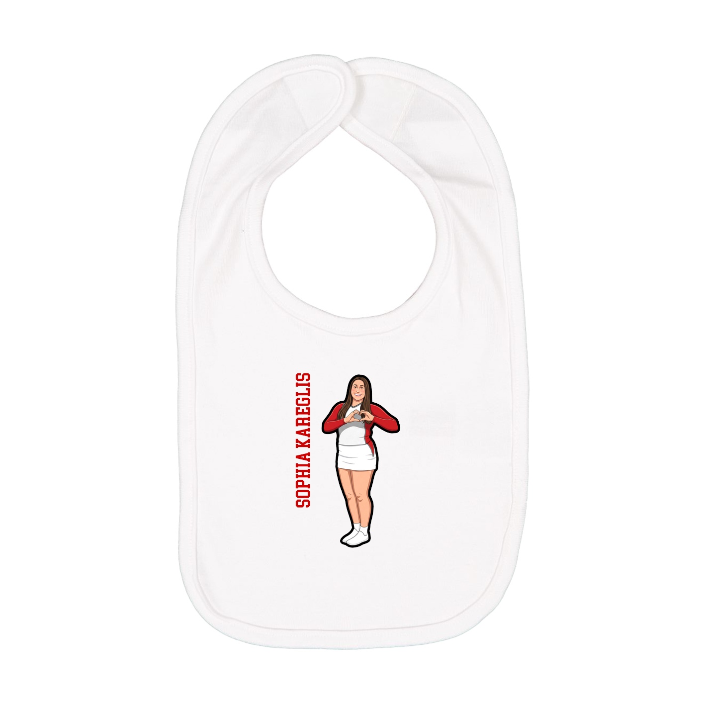 Infant Bib — Name Vertical in White