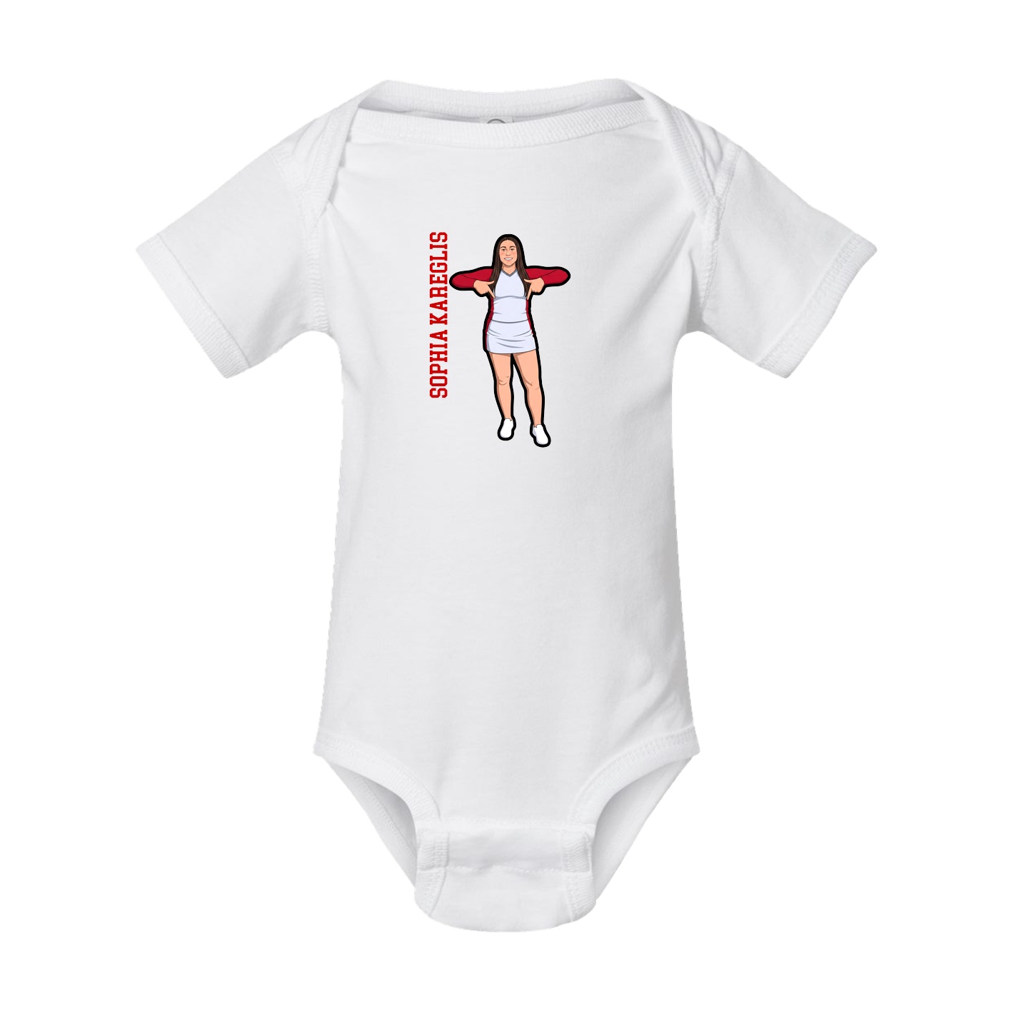 Baby Onesie — Name Vertical in White