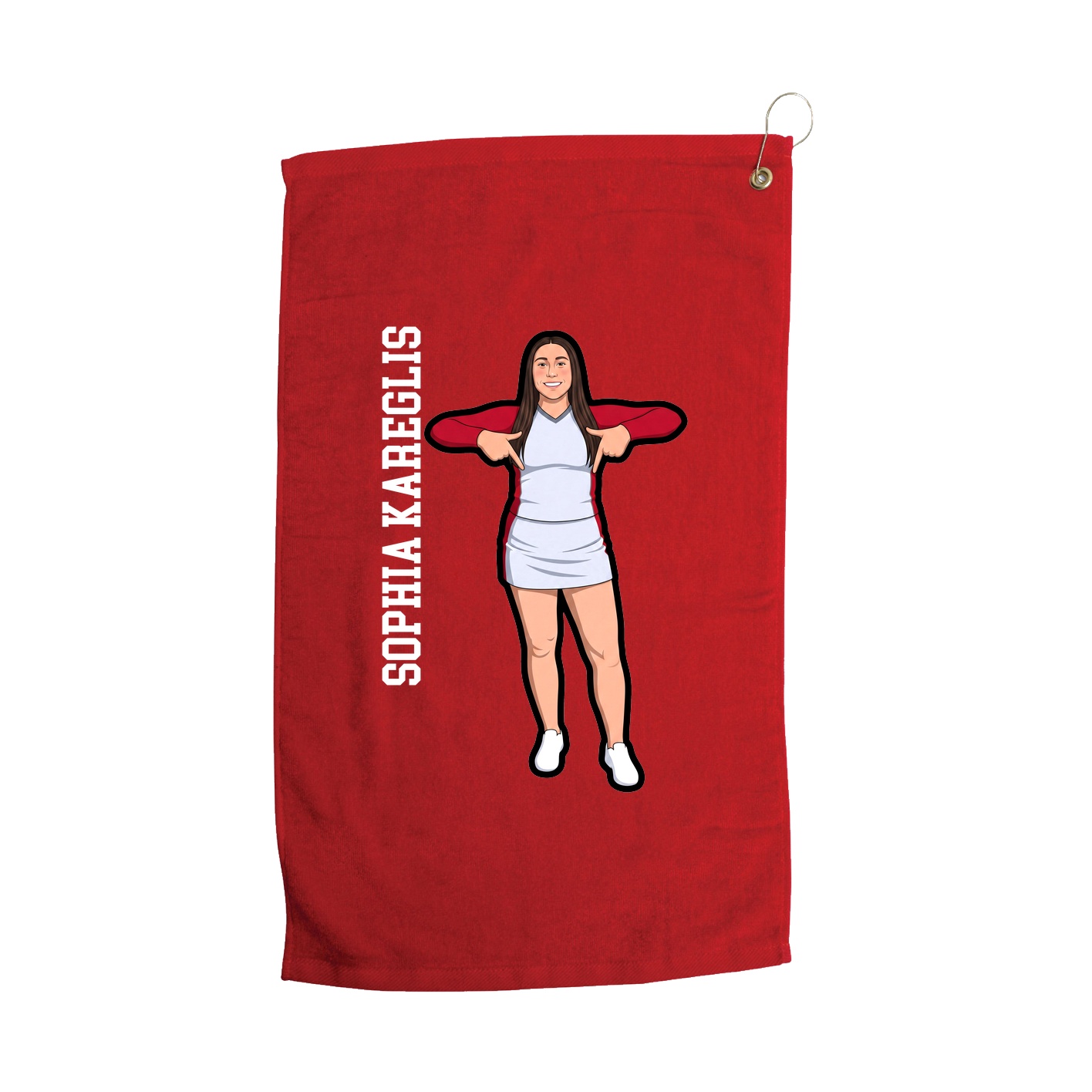 Golf Towel — Name Vertical in Red