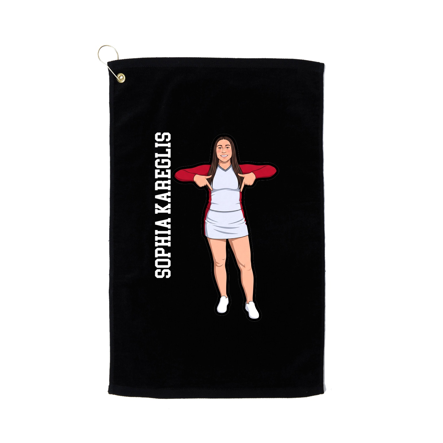 Golf Towel — Name Vertical in Black