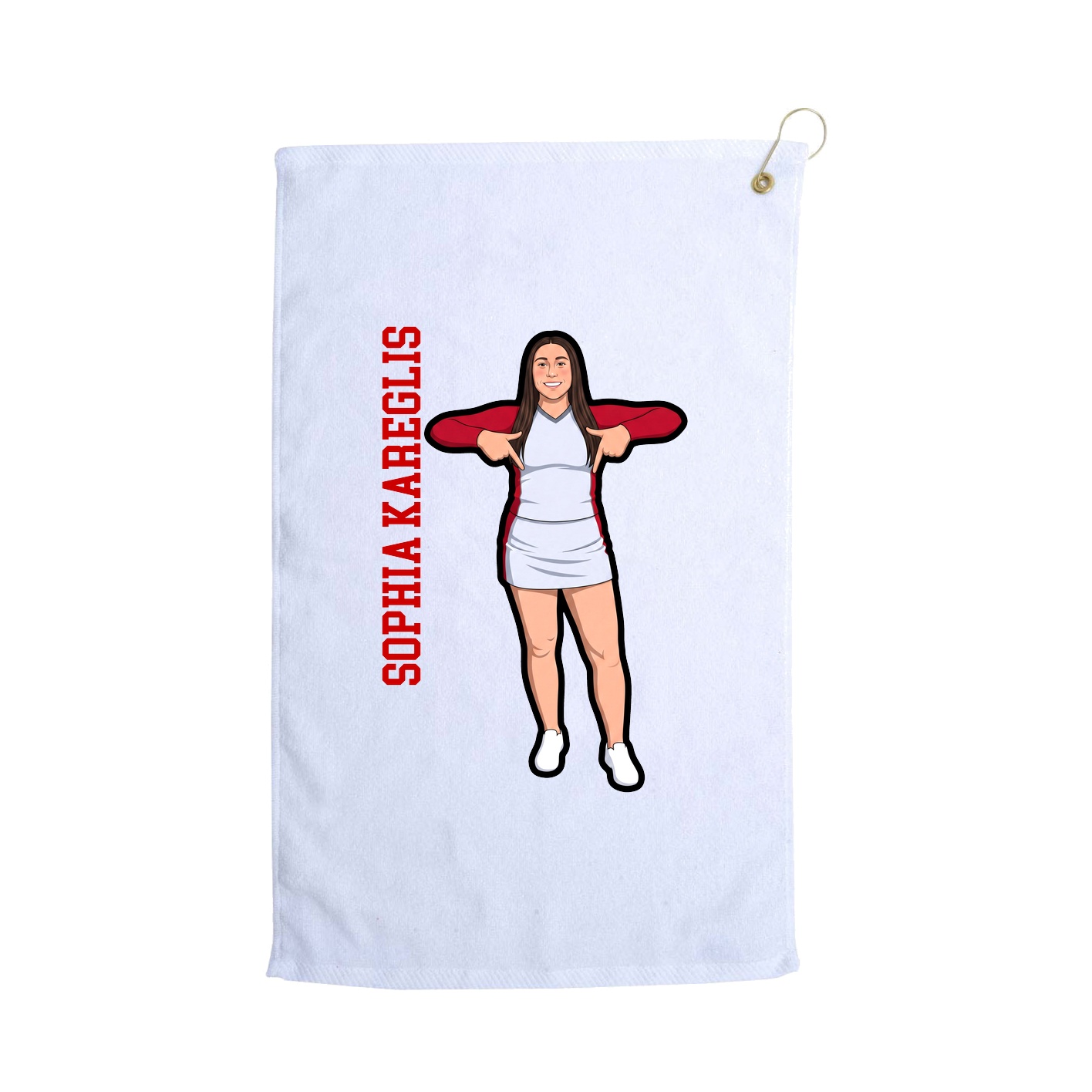 Golf Towel — Name Vertical in White