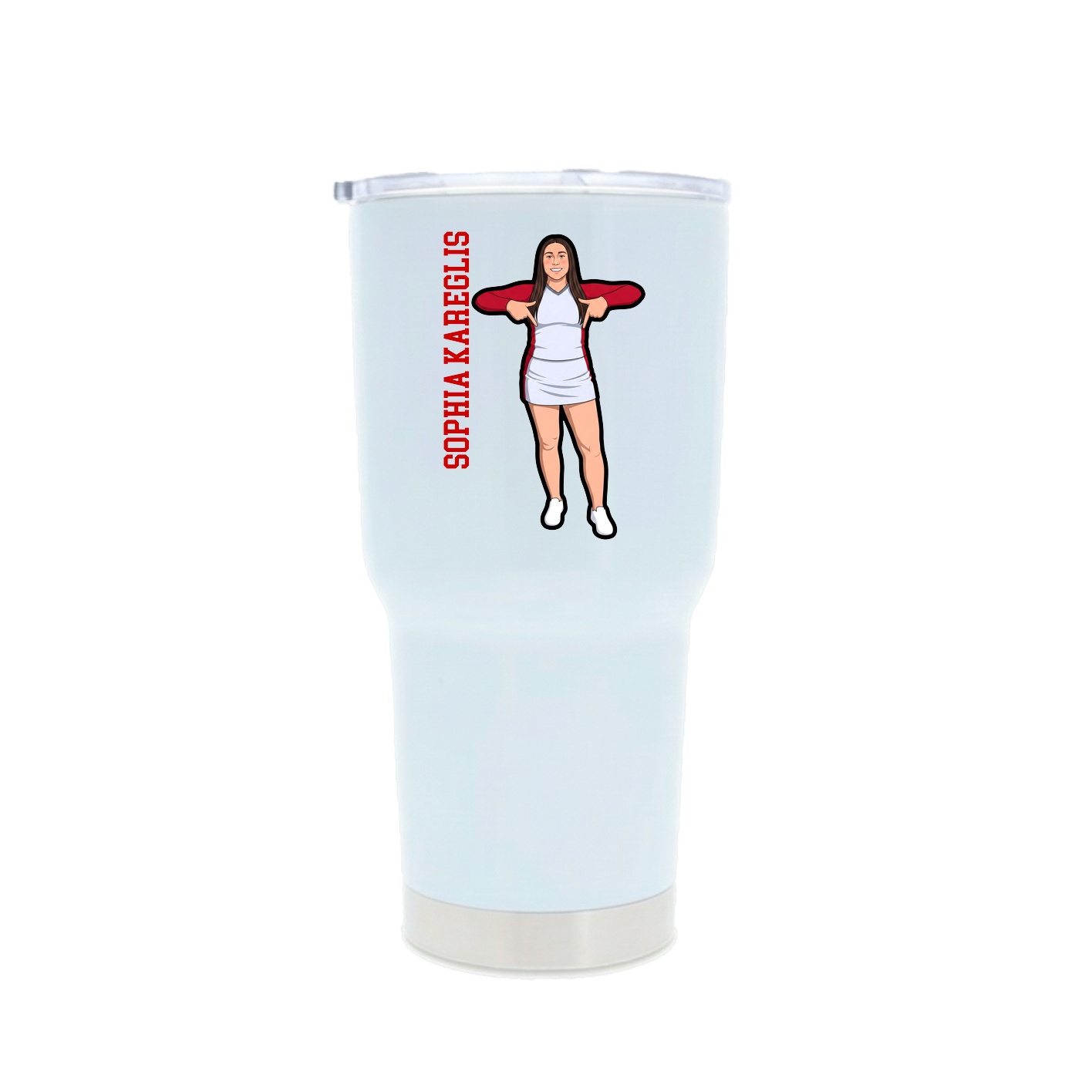 30oz Stainless Steel Tumbler — Name Vertical in White