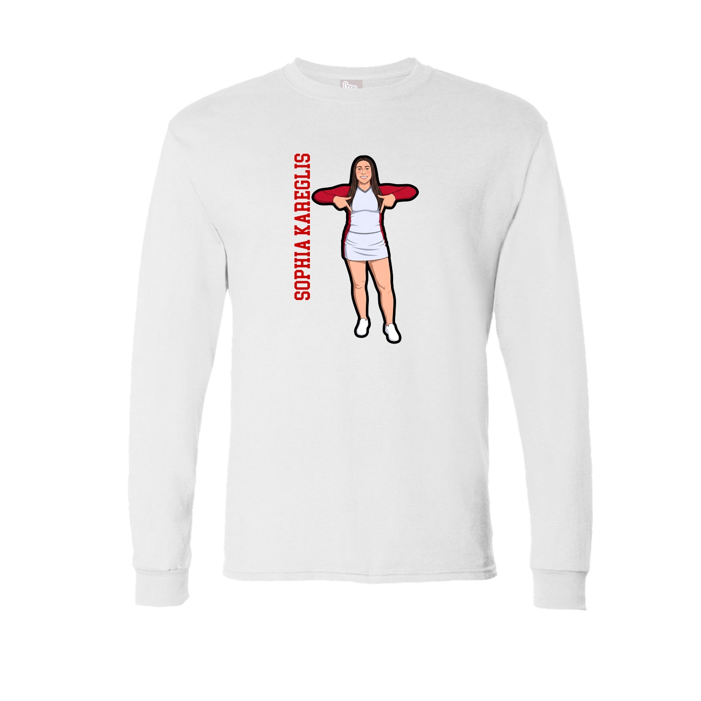 Long Sleeve Tee — Name Vertical in White