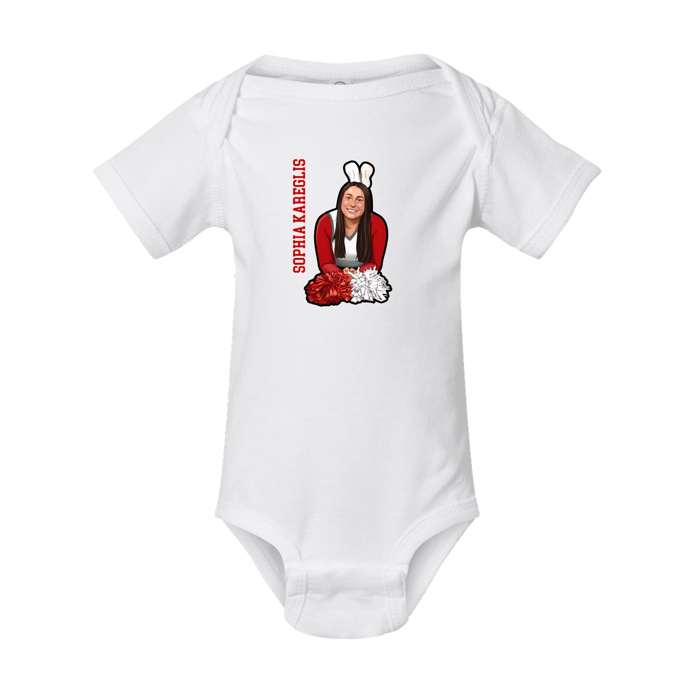 Baby Onesie — Name Vertical in White