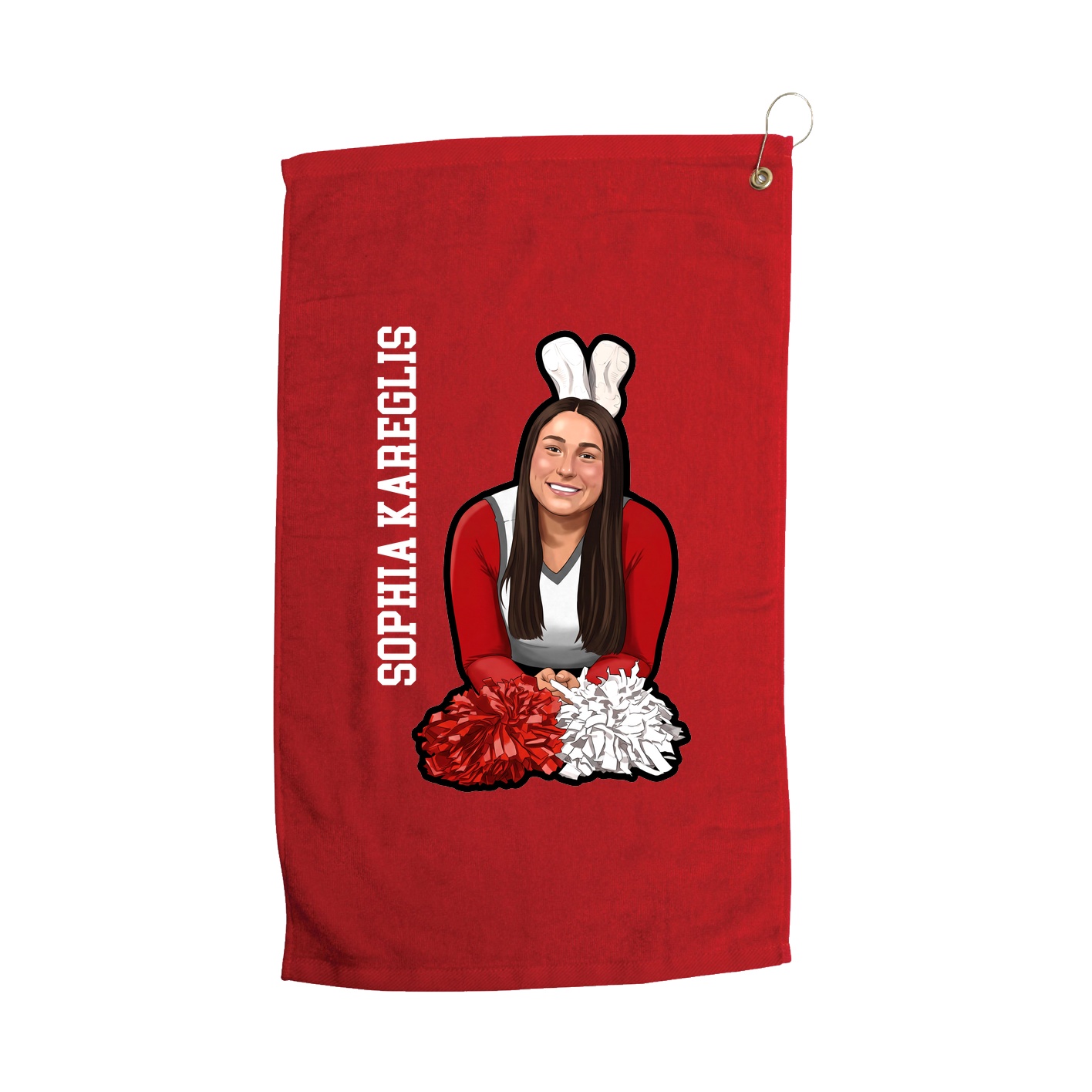 Golf Towel — Name Vertical in Red
