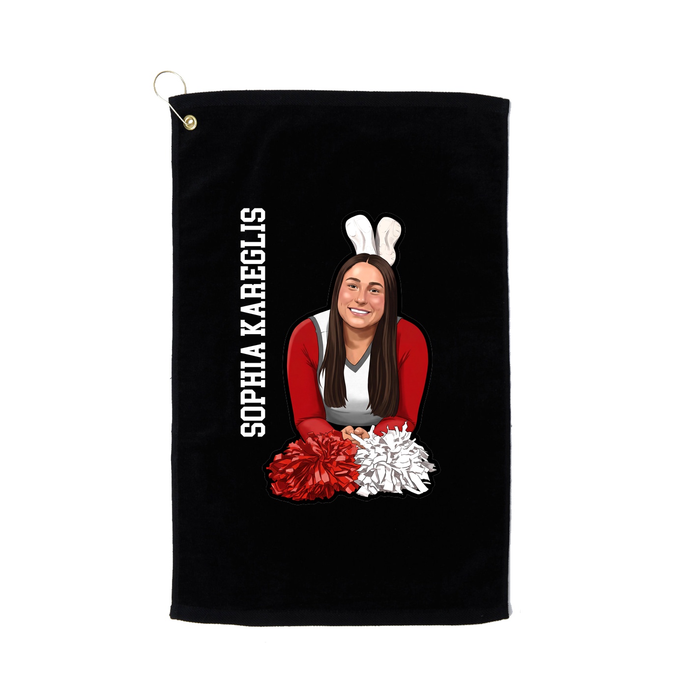 Golf Towel — Name Vertical in Black