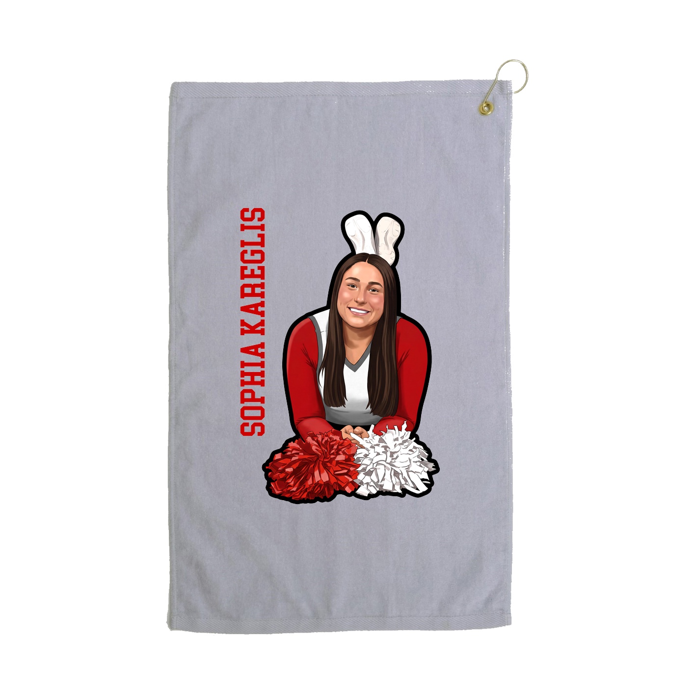 Golf Towel — Name Vertical in Grey