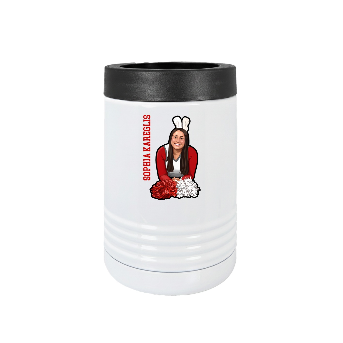 Beverage Holder — Name Vertical in White