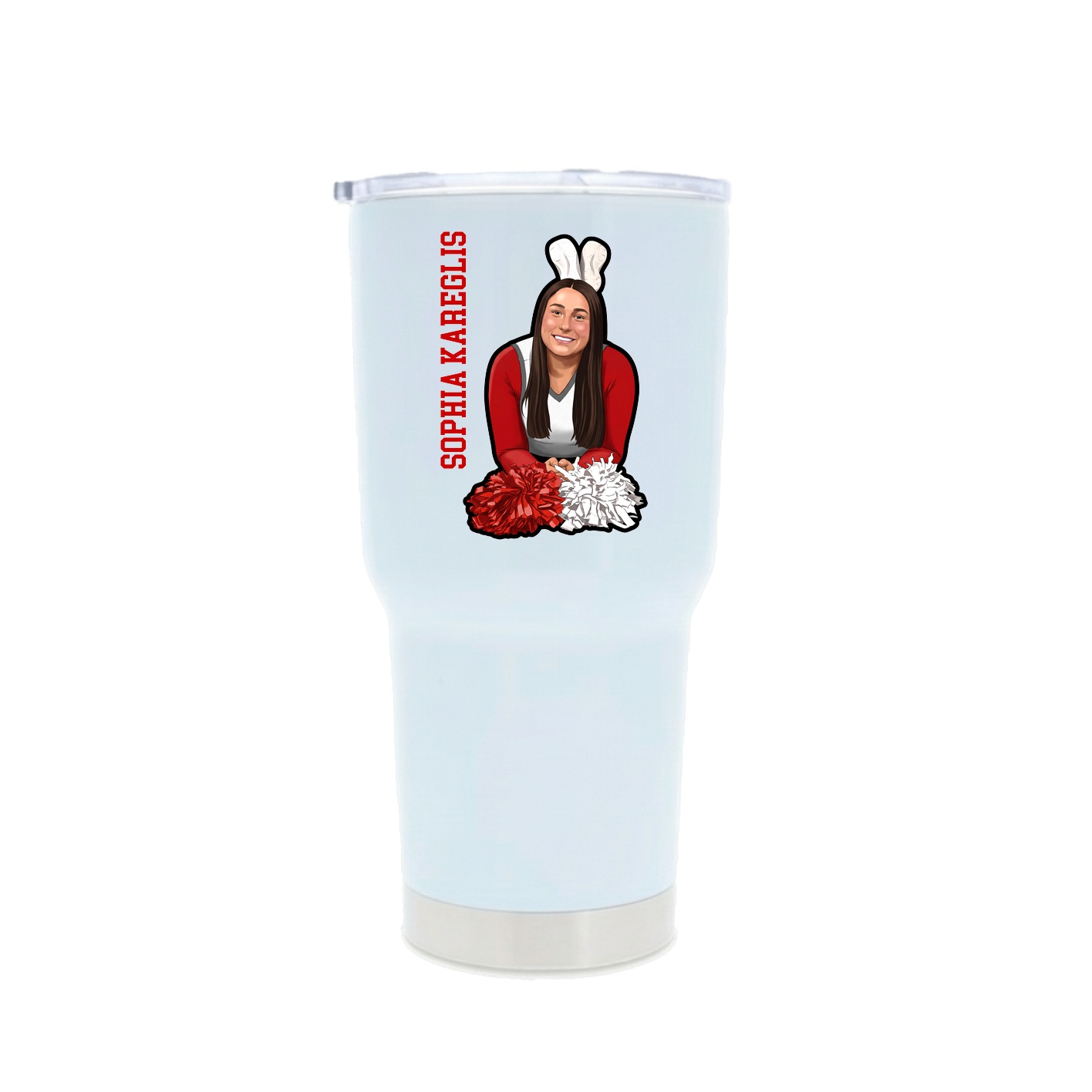 30oz Stainless Steel Tumbler — Name Vertical in White