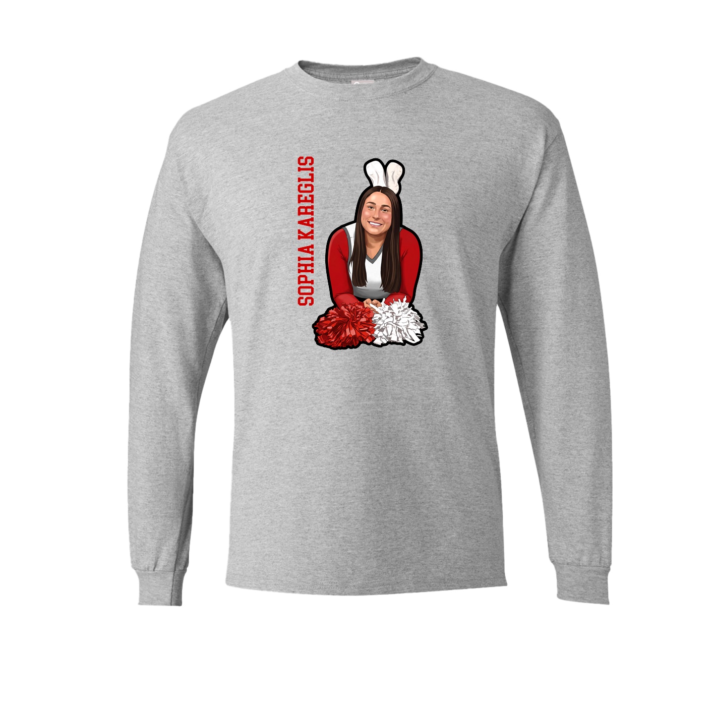Long Sleeve Tee — Name Vertical in Grey