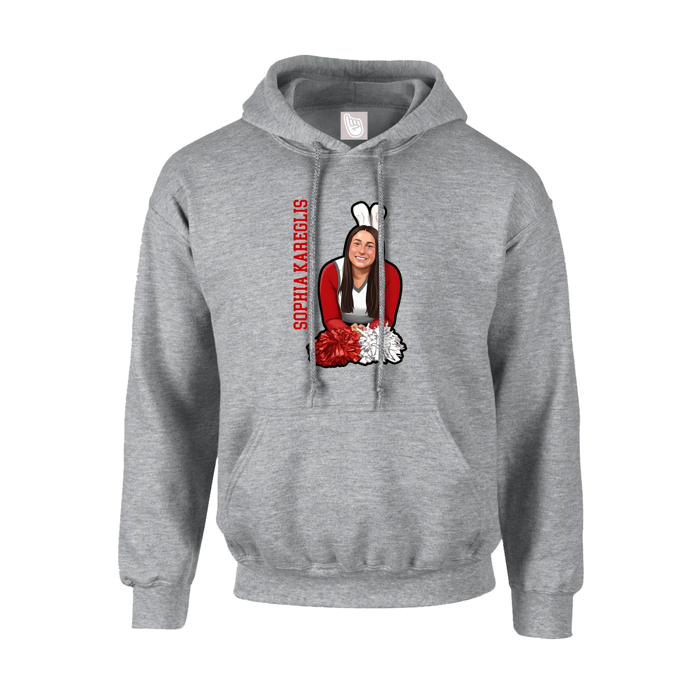 Youth Hoodie — Name Vertical in Grey