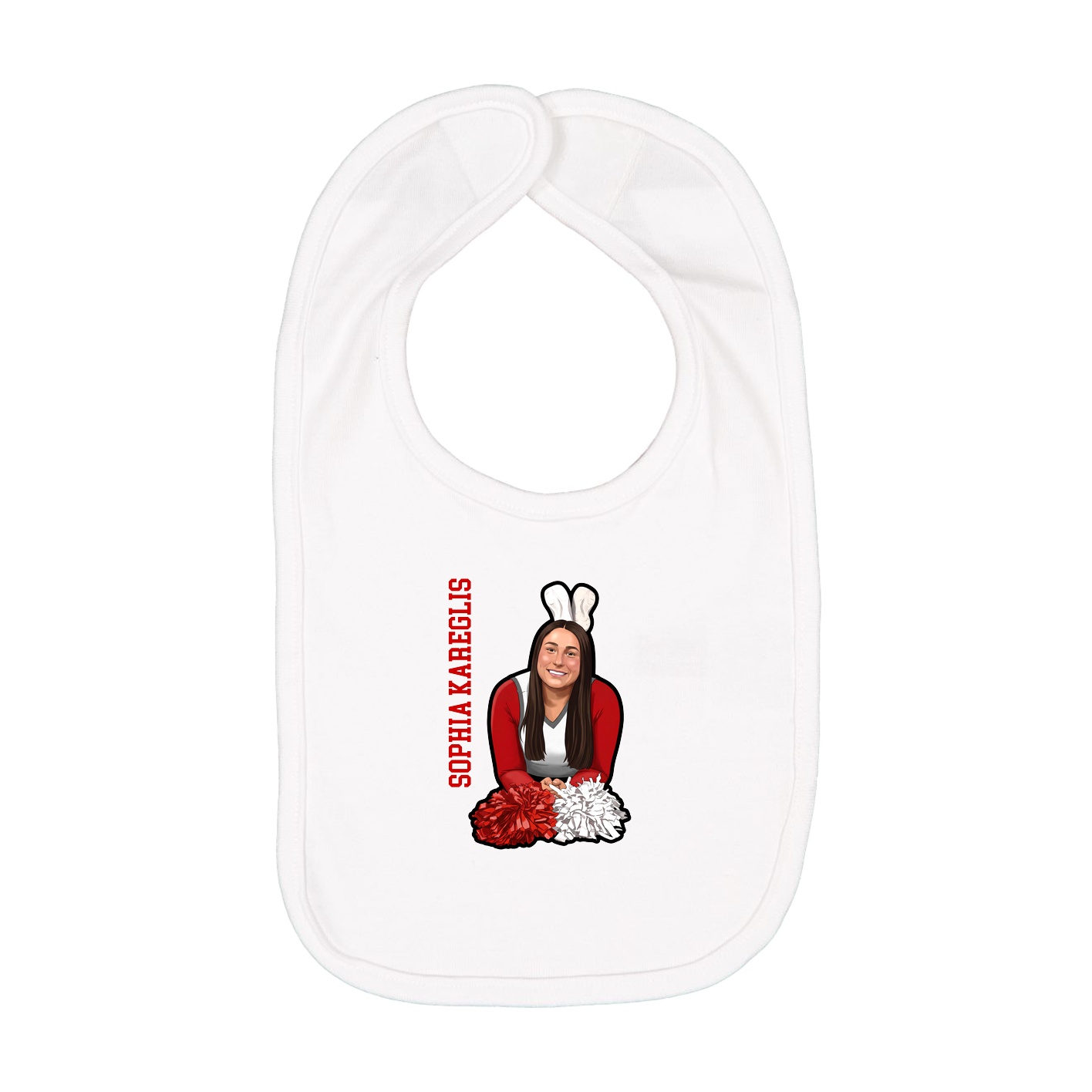Infant Bib — Name Vertical in White