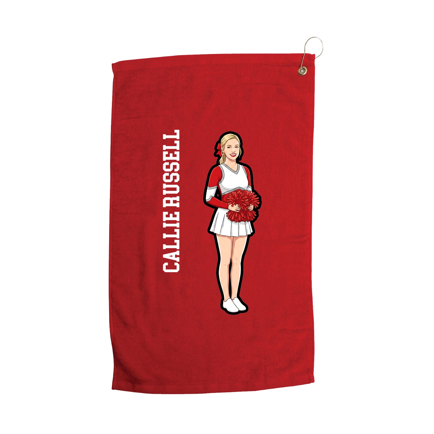 Golf Towel — Name Vertical in Red
