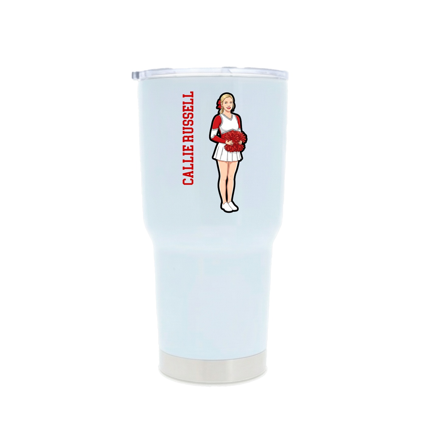 30oz Stainless Steel Tumbler — Name Vertical in White