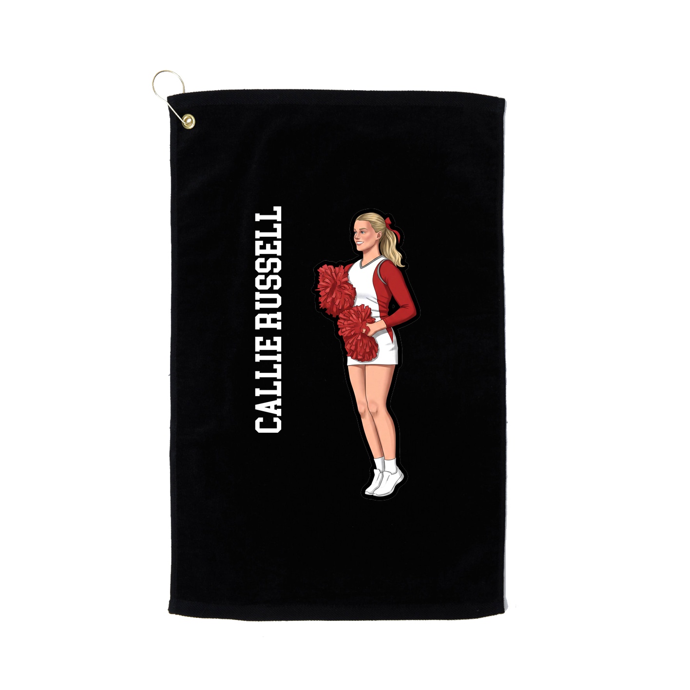 Golf Towel — Name Vertical in Black