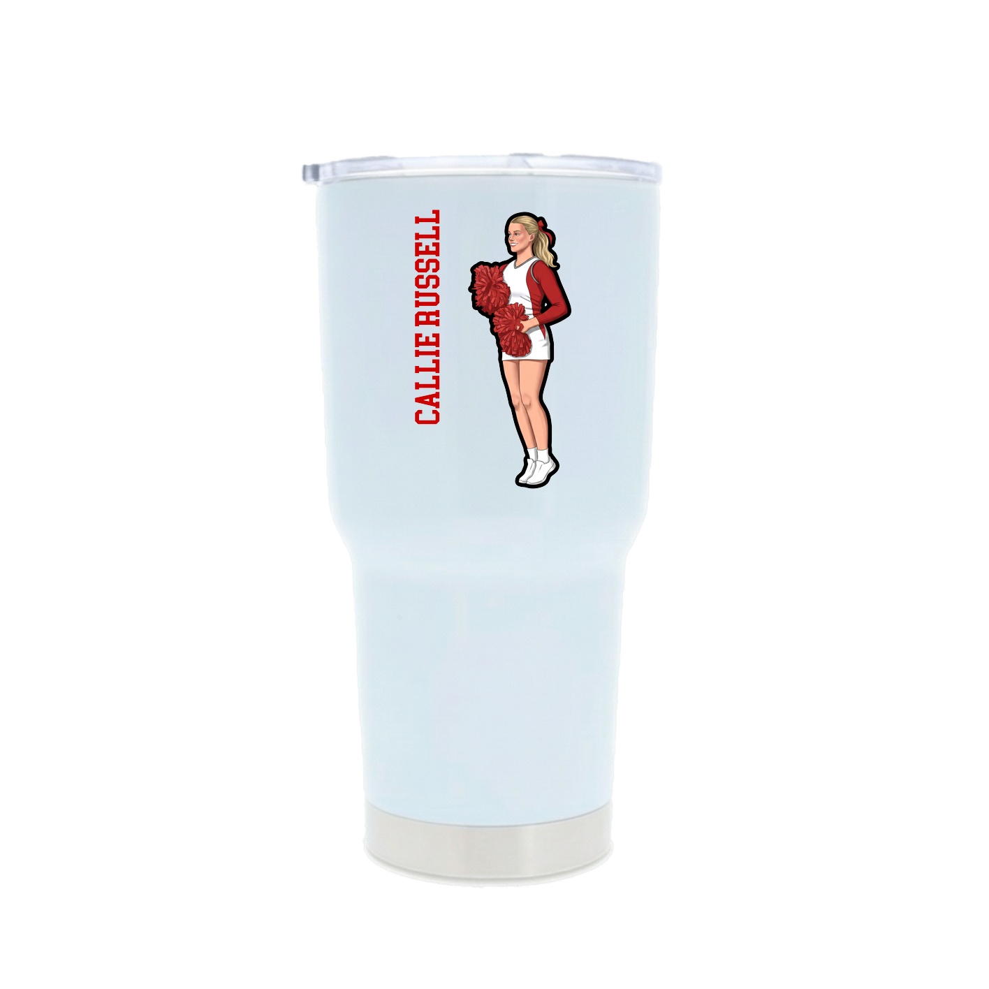 30oz Stainless Steel Tumbler — Name Vertical in White