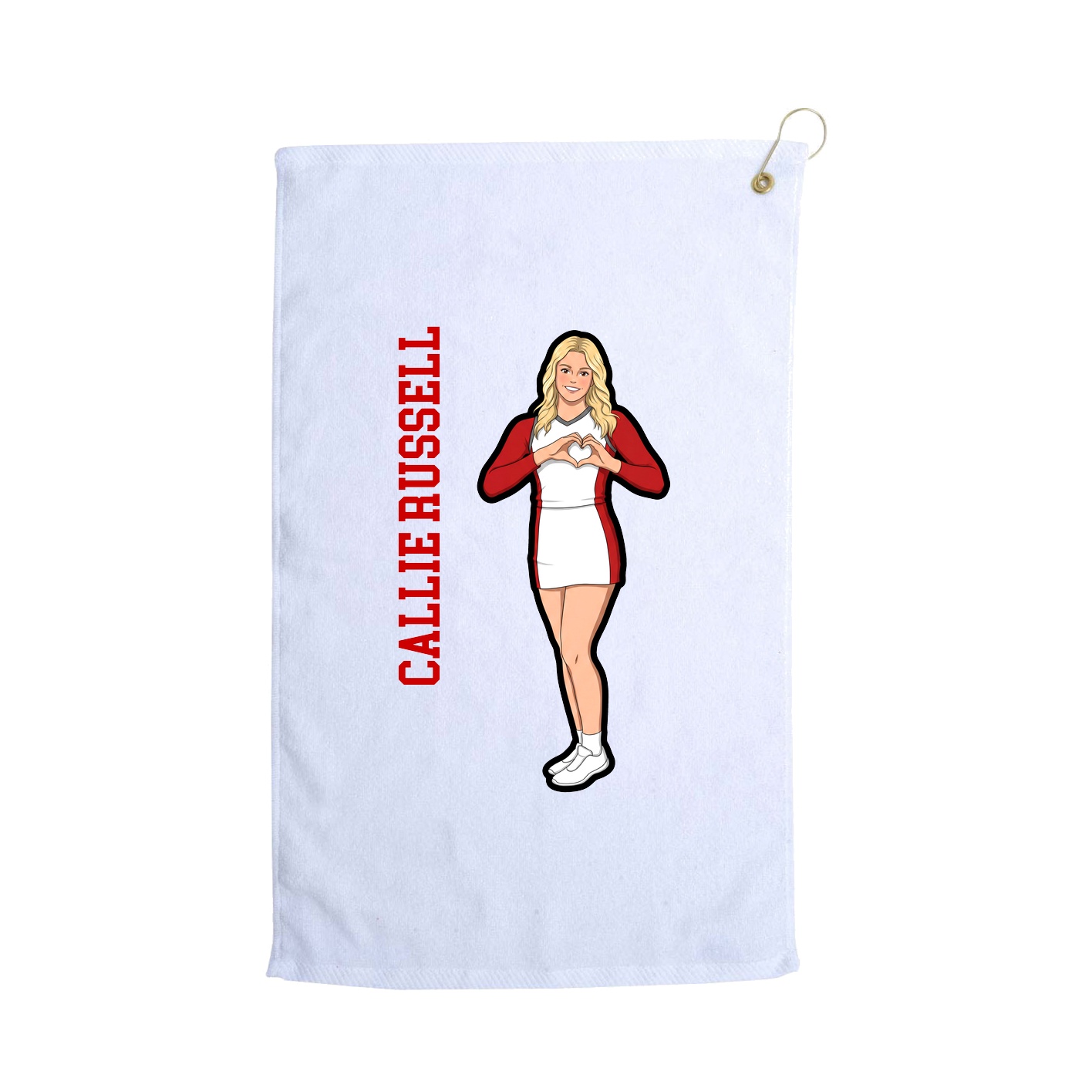 Golf Towel — Name Vertical in White