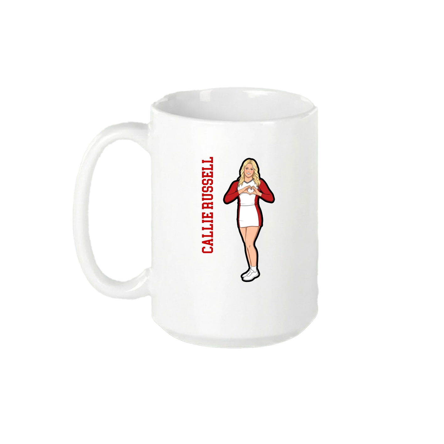 15oz Coffee Mug — Name Vertical in White