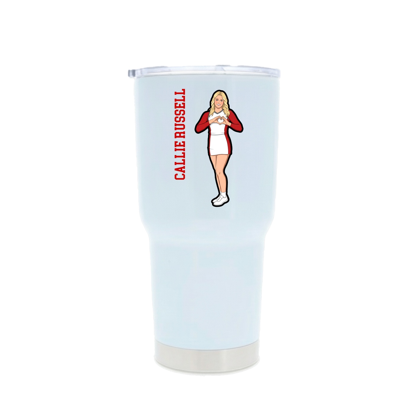 30oz Stainless Steel Tumbler — Name Vertical in White
